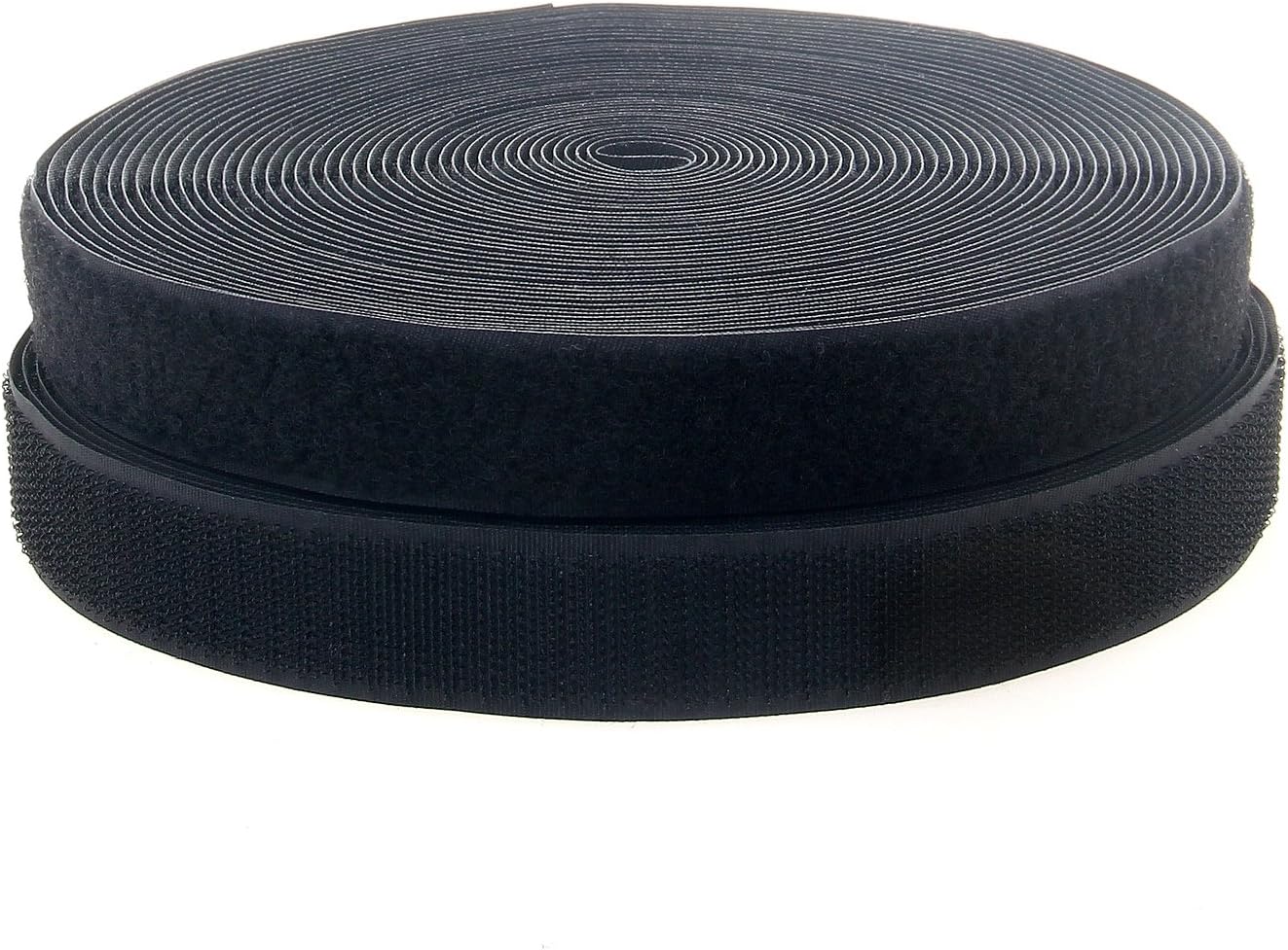 TUKA 82 Feet x 20mm Hook and Loop Sew On Tape, 25 Meter (25m Hook and 25m Loop), Width 20 mm, Back Side Not Adhesiv, Sew on Hook & Loop Tape, TKB5004 Black