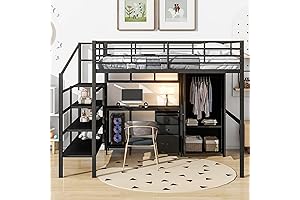 Bellemave Full Loft Bed with Desk and Wardrobe