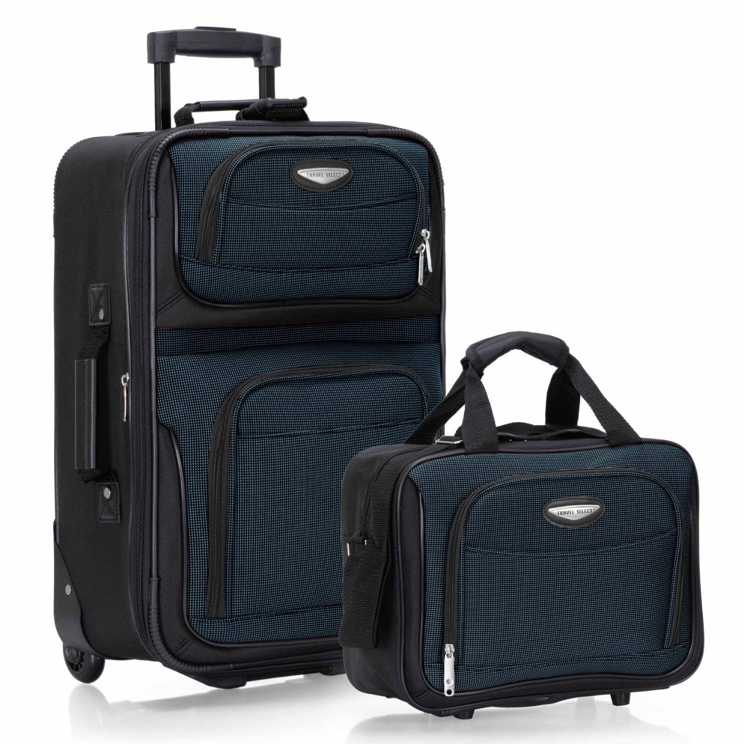 Travel Select Amsterdam 2-Piece Softside Expandable Rolling Luggage Set, 2-Wheel Suitcase with Travel Tote, Lightweight Durable Polyester, Navy