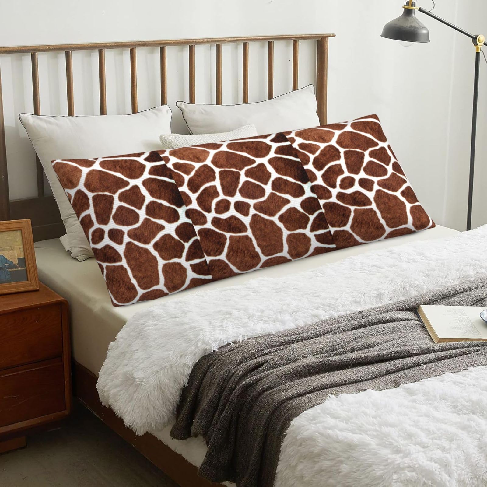 Giraffe Skin Print Animal Texture, Body Pillow Cover with Zipper,Long Body Pillowcase 20 x 60 in