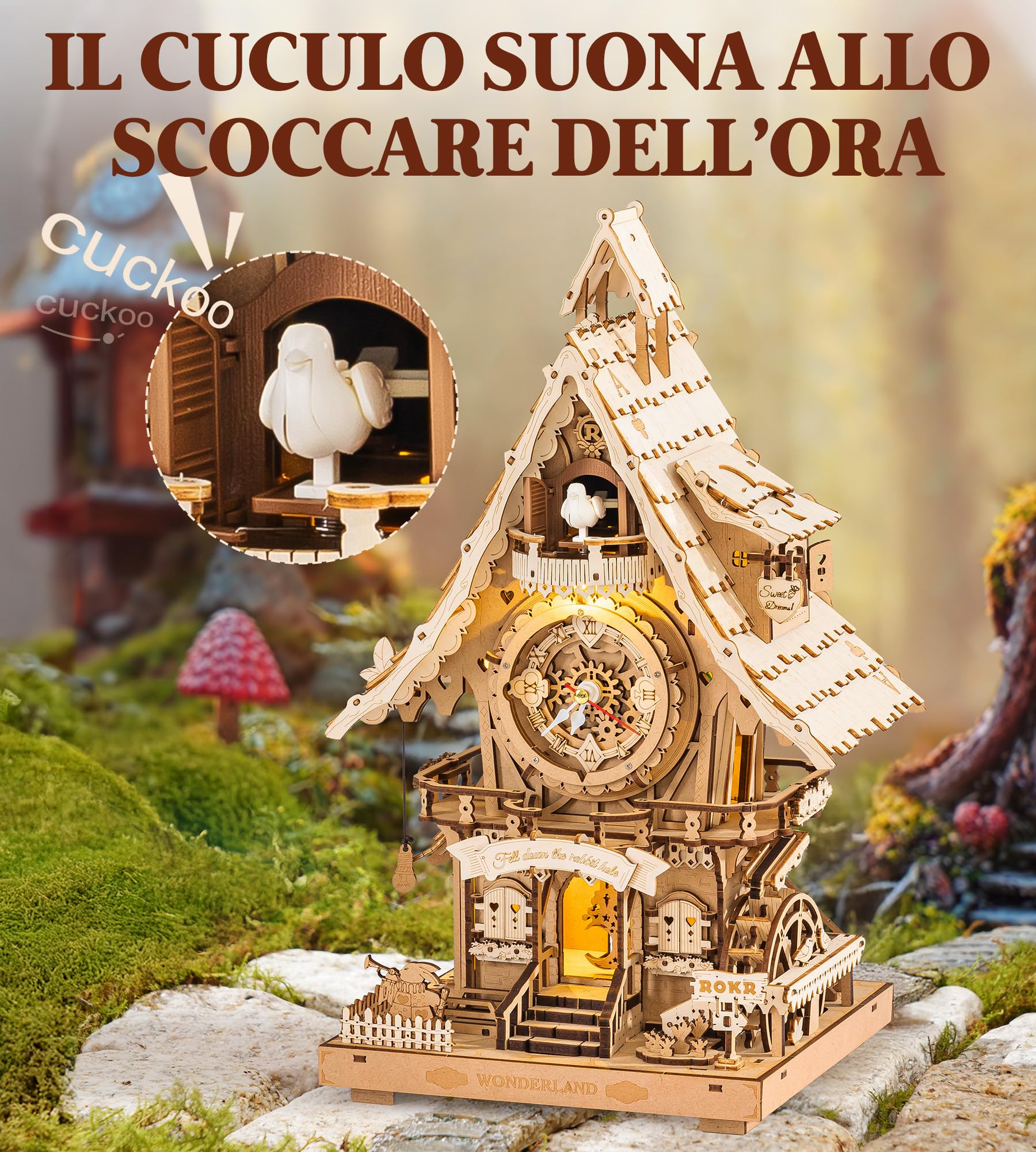 ROKR Puzzle 3D Legno Orologio a Cucù Modellismo da Costruire Adulti Idea Regalo Donna Uomo Originale LC901