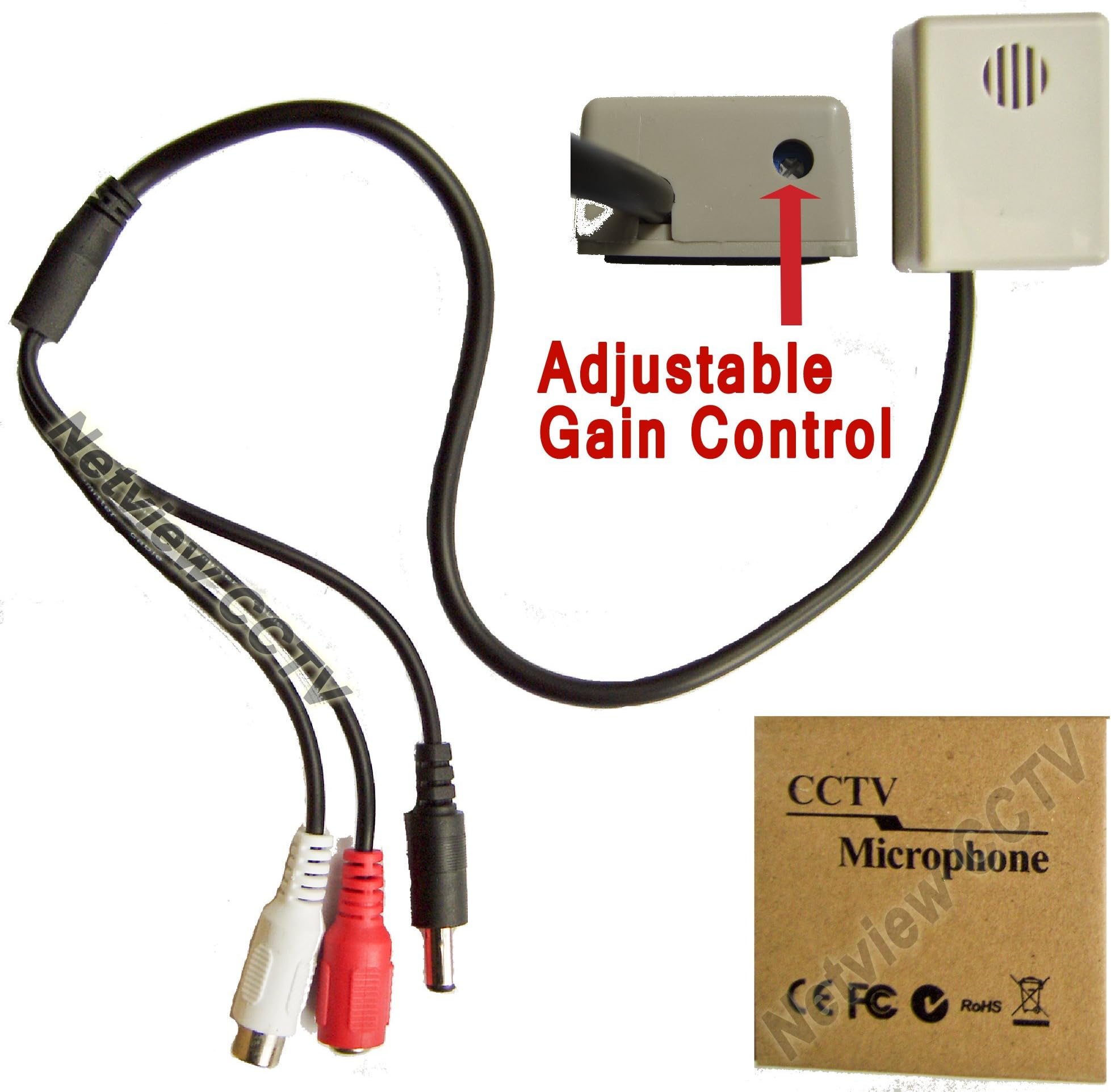 Netview CCTV Microphone adjustable Wide 30m Range Mic for cctv DVR NVR surveillance