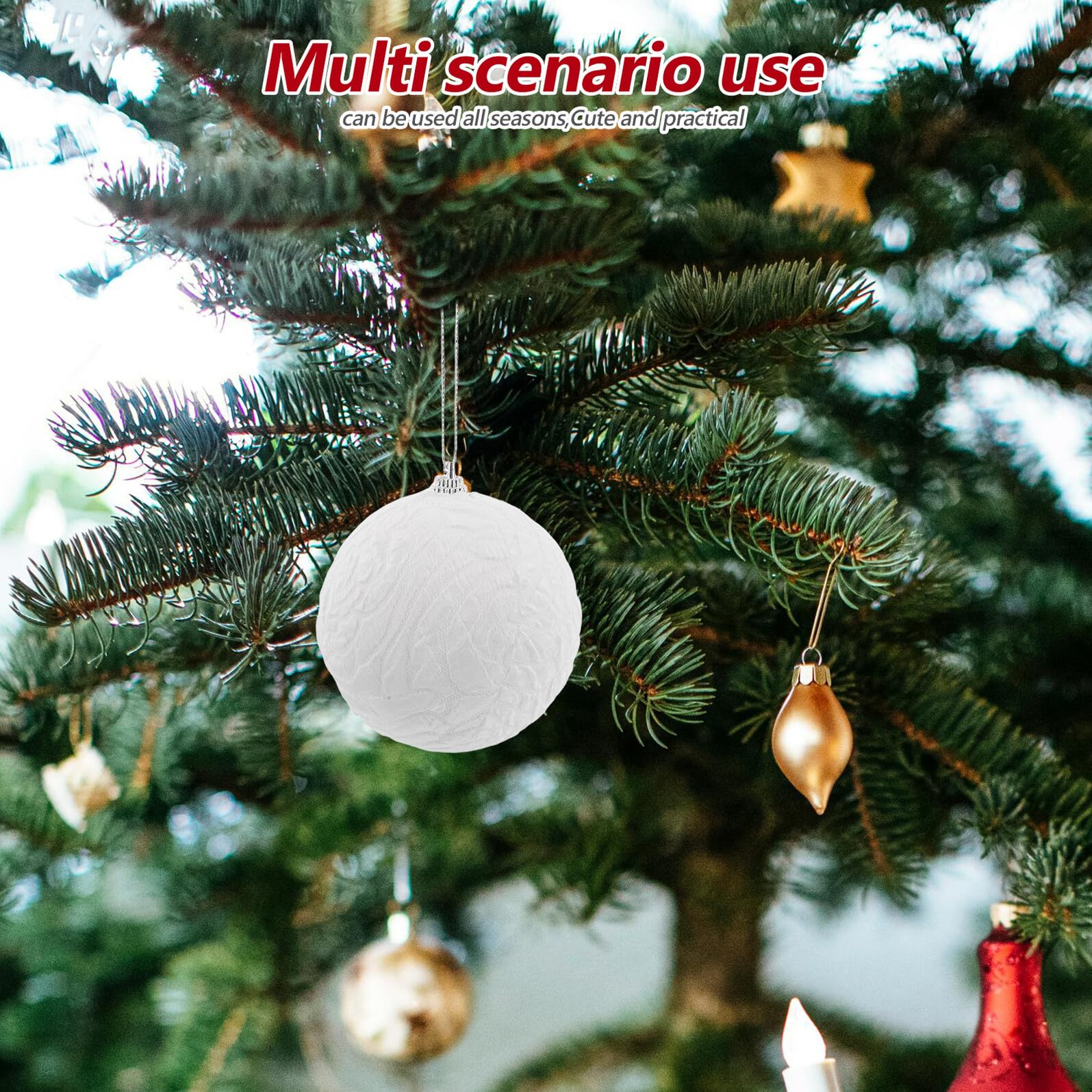 BESPORTBLE 12pezzi Palline Natalizie Bianche in Pizzo Infrangibili e Sospese per Alberi di Natale Decorazioni Palline da Appendere per Vacanze Ornamenti per Albero Floccati