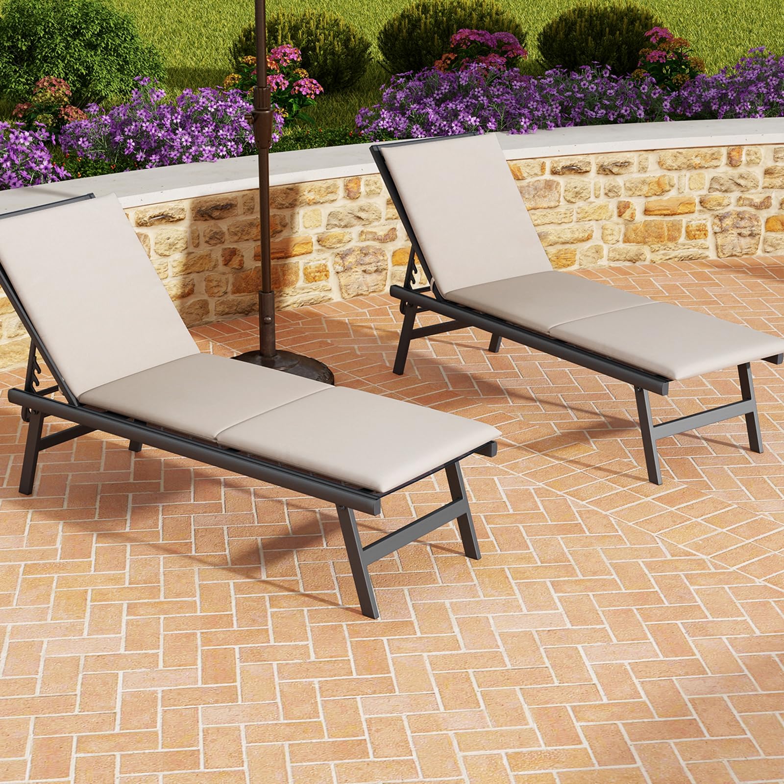 KOMFOTTEU Cuscino per sedia a sdraio da esterno 182 x 59 cm Beige
