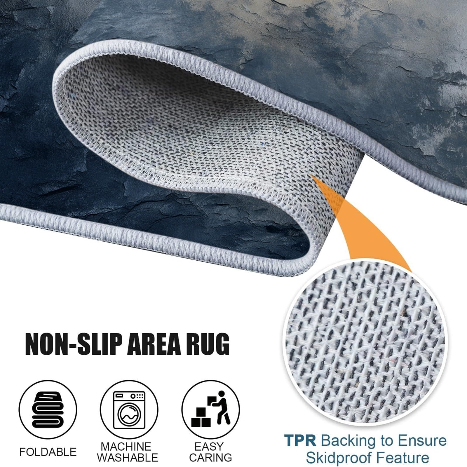 Generico Tappeto Rotonda Stile Retrò Texture Consumate, Moquette Pelo Finta Lana Corto Morbido - Tappeto Grigio Antiscivolo Lavabile in Lavatrice per Salotto Camera da Letto Sala Pranzo Ø 90 cm