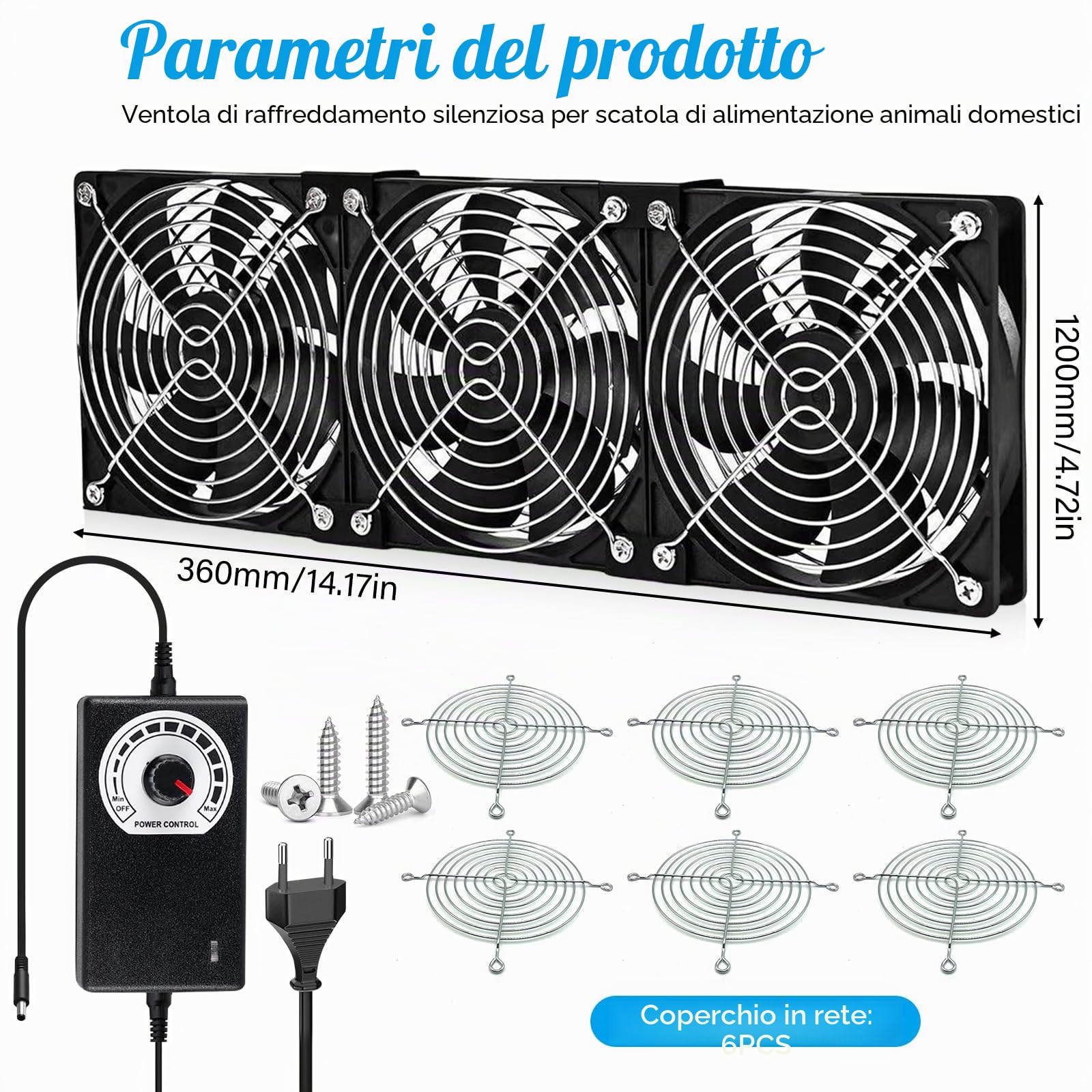 120 mm Ventola per alloggiamento PC, 3 pezzi Ventilatore PC con controllo della velocità, ultra silenzioso, doppio cuscinetto a sfere, AC 220 V 3000 giri/min, Ventole per PC Laptop, Router