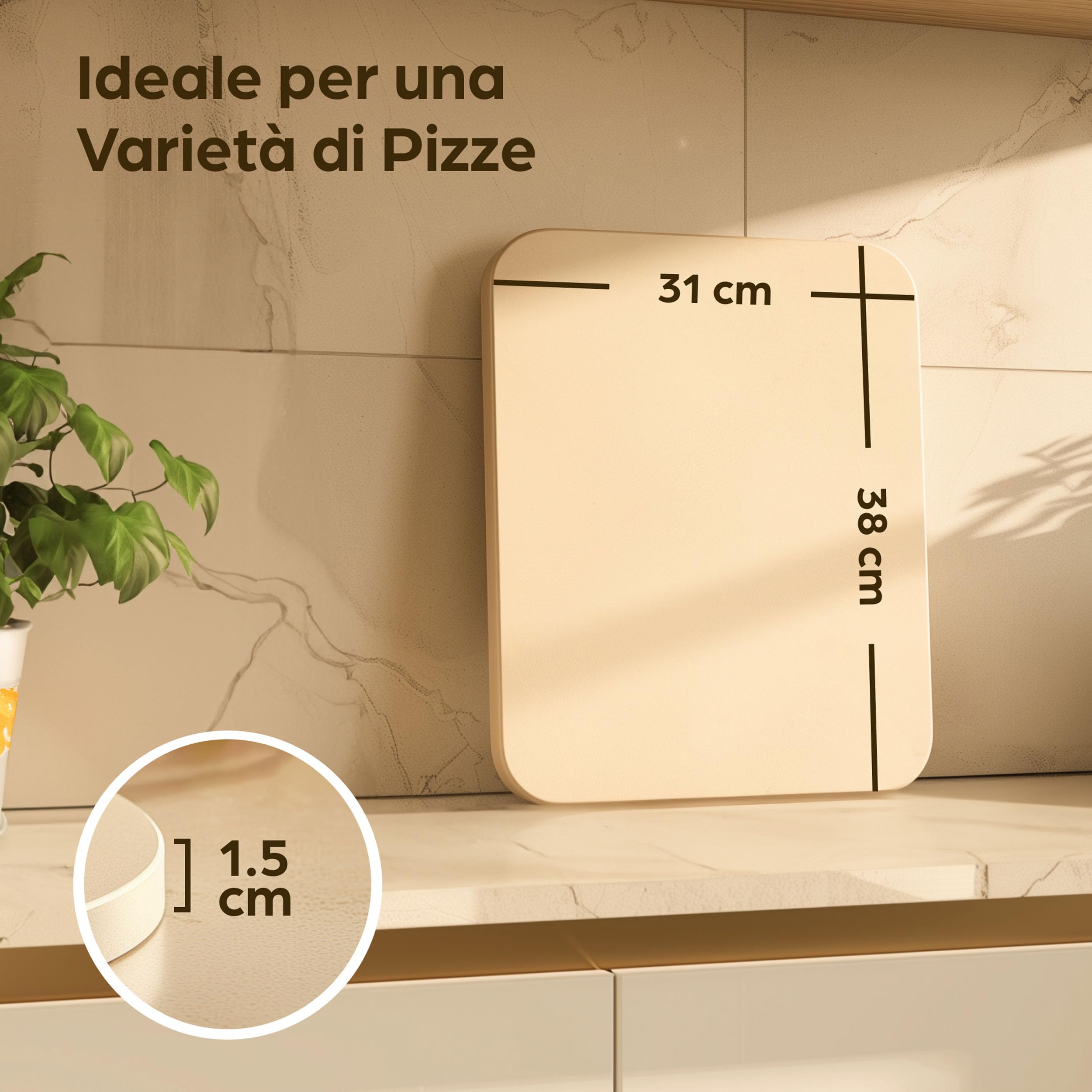Praknu Pietra Refrattaria per Pizza da Forno Elettrico, Grill e Barbecue - Rettangolare 30x38 cm - Per un Impasto Croccante