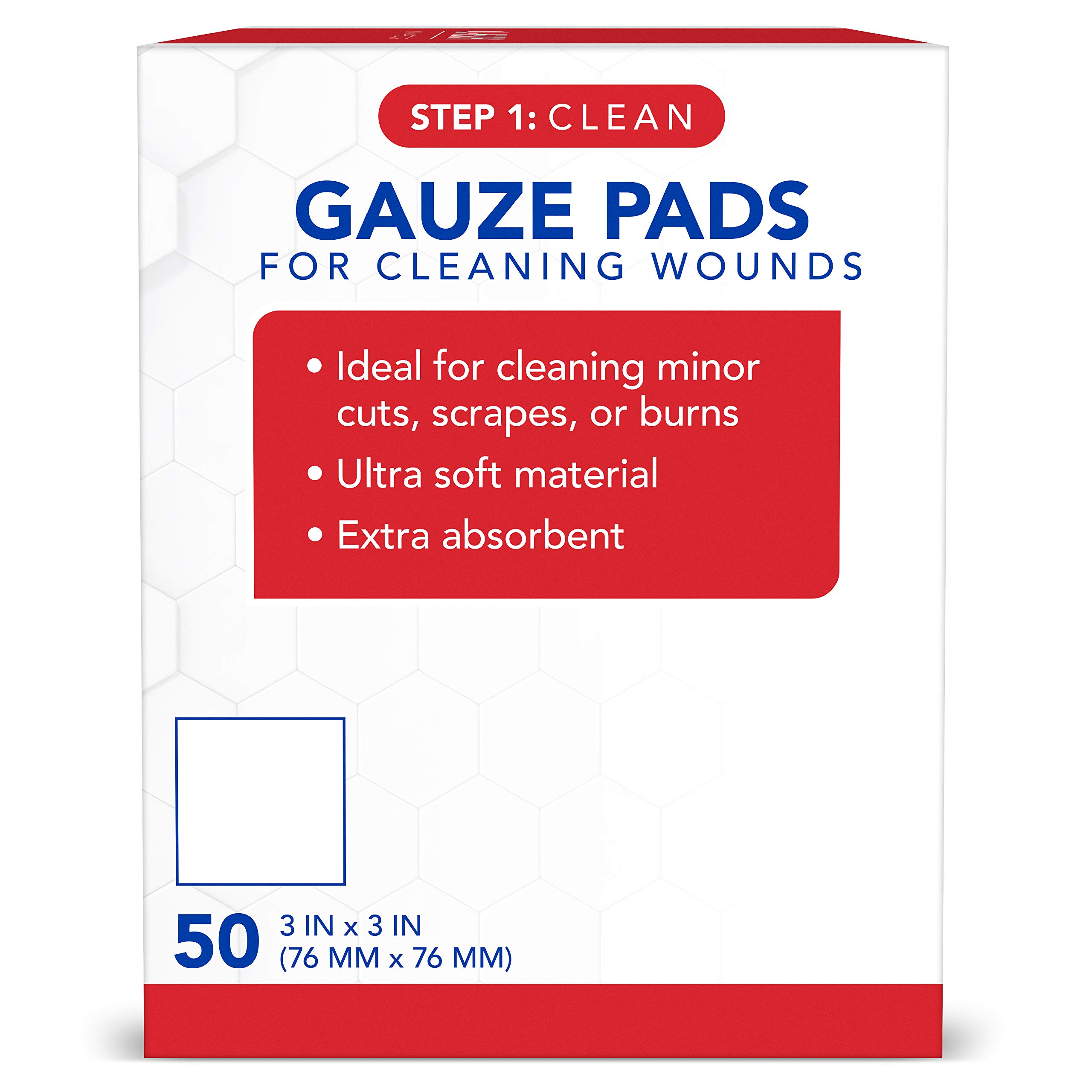 All Health Gauze Pads, 50 Pads, 3 X 3 for Cleaning or Covering Wounds