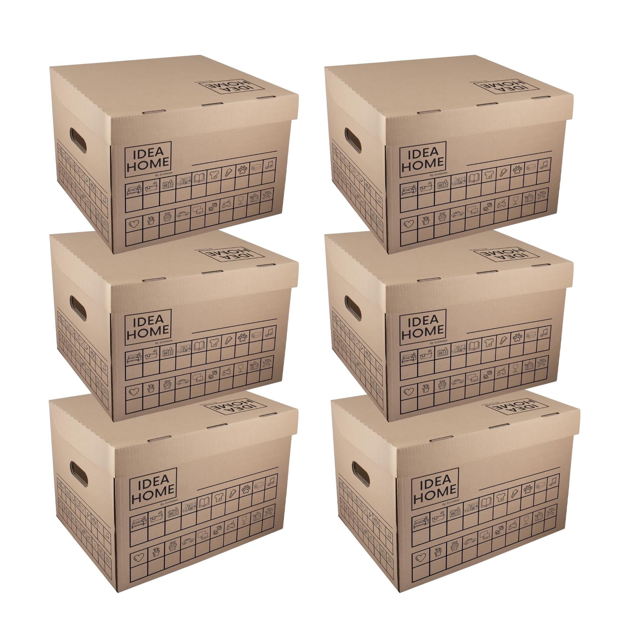 IDEA HOME MOOVE Lot de 6 Cartons de Déménagement Renforcés 30 kg 5 Couches 420 g/m²
