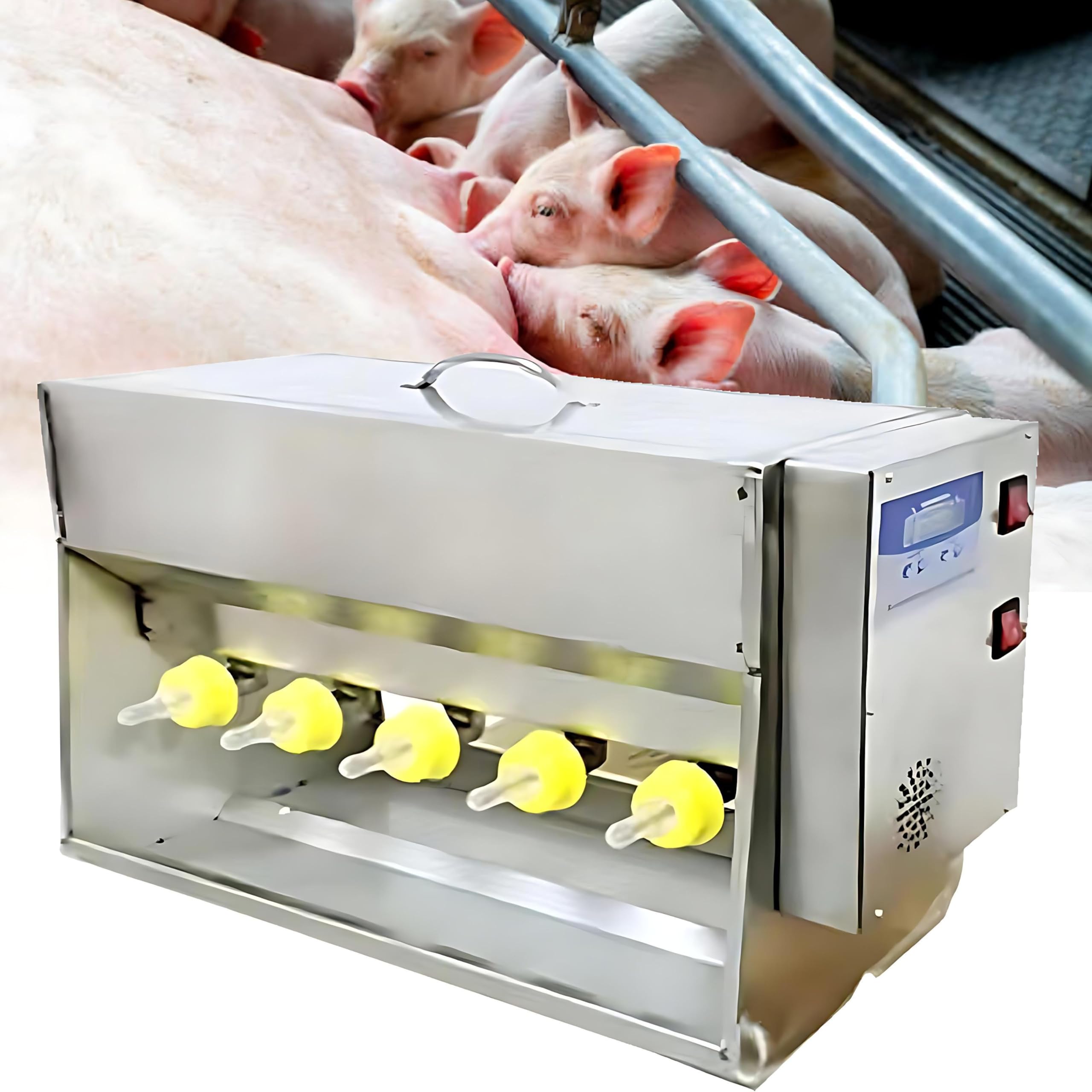 Alimentador automático de lactancia para lechones, alimentador de leche y agua de temperatura constante con sonido, 14 pezones para evitar que los lechones corran