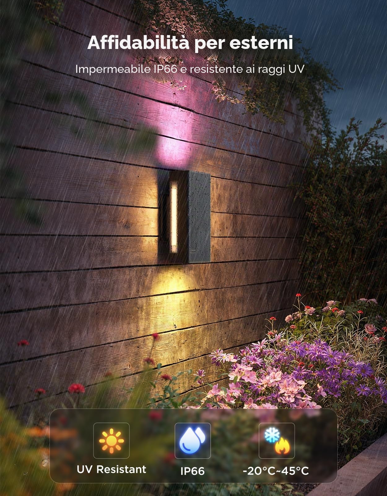 Govee Applique da Parete Esterno UpDown, 1400lm RGBICWW, IP66, 2 Pezzi | 2700K–6500K Luci Intelligenti per Portico da Esterno, 64 Scena, DIY, Matter/Alexa/Google, Veranda, Balcone, Terrazza
