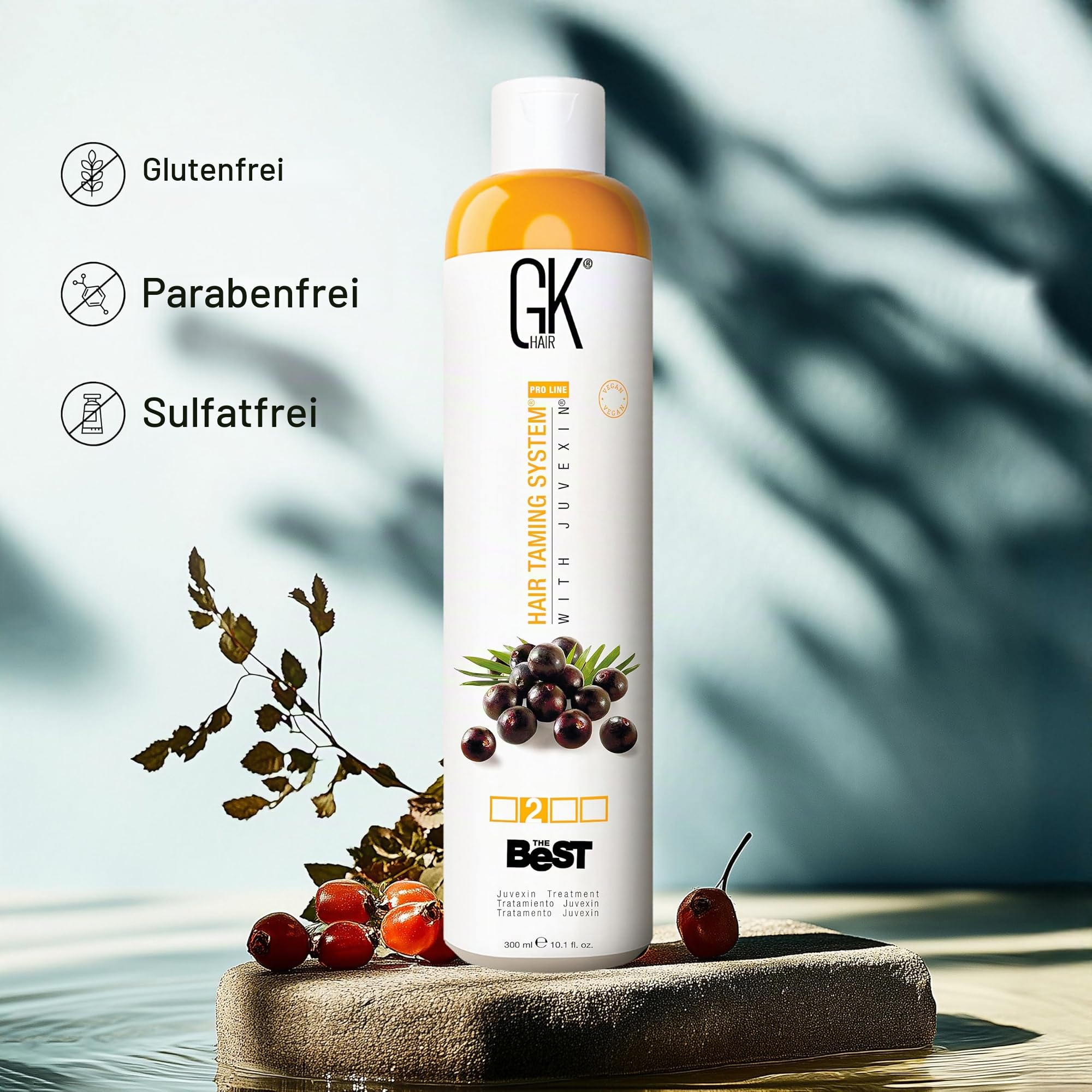 GK Hair Acai Glättungsbehandlung 300ml + D700 Titan Glätteisen Profi Set