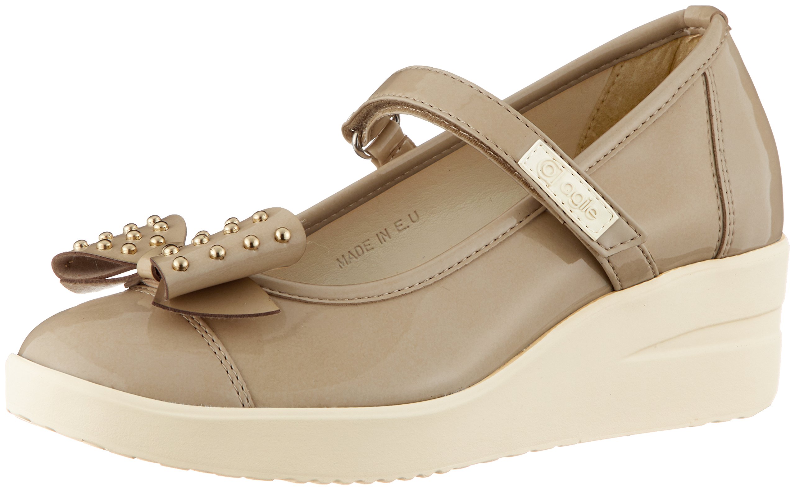 Agile By RucolineWomen Patent Leather Beige Flats-Shoes 7 UK