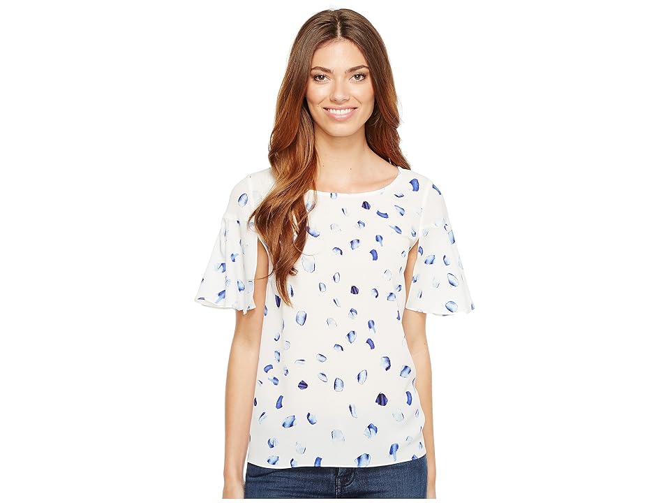 

CeCe Short Bell Sleeve Floating Petals Blouse (New Ivory) Women's Blouse