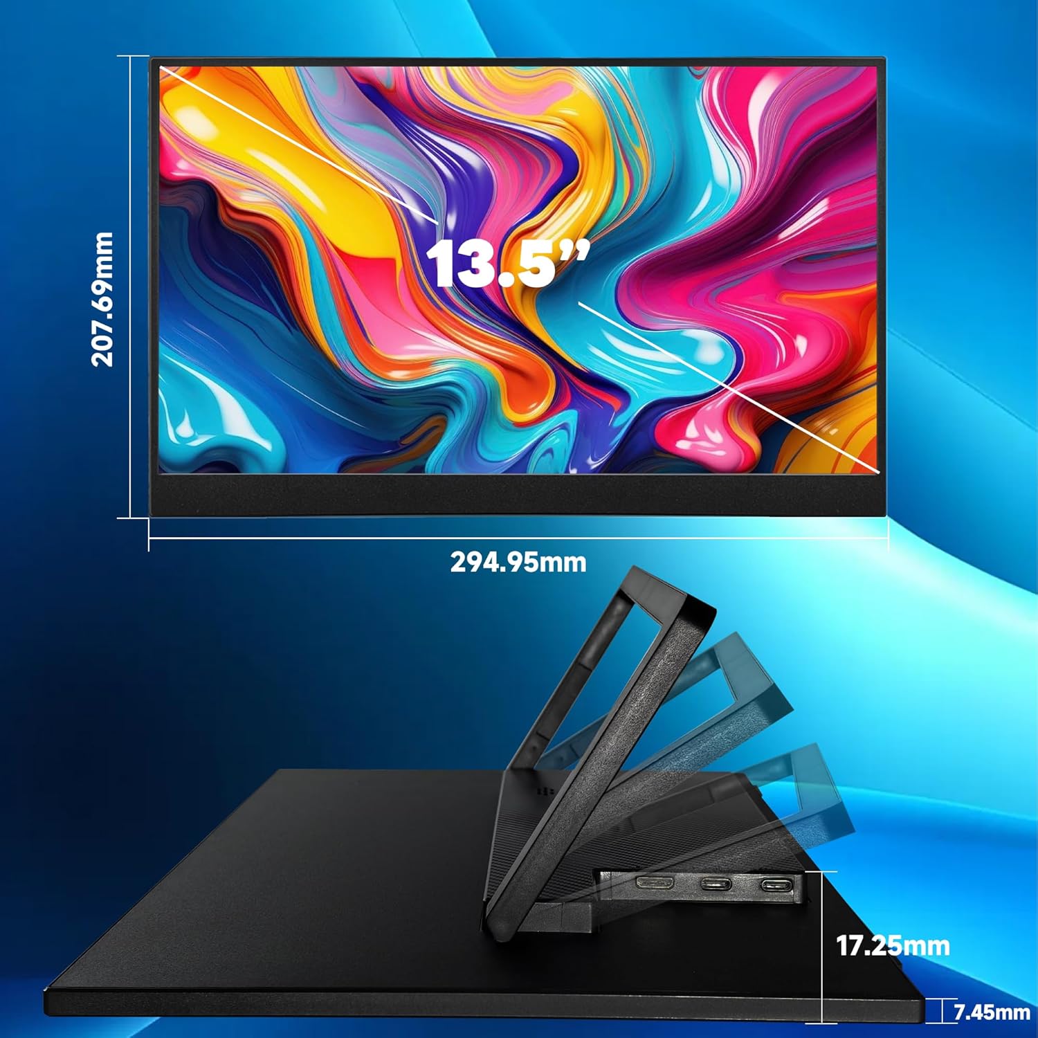 13.5'' 2K Portable Gaming Monitor, 100% sRGB 1500:1 400cd/m2 Kickstand Portable Monitor with HDR, Ultra Slim, Eye Care, External Second Screen for Laptop, PC, PS5, Mac, Xbox, Switch - Image 8