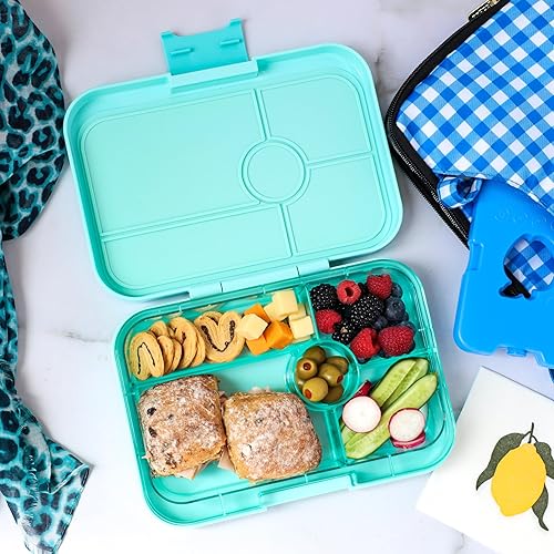 Miniatura 3 de Yumbox Lonchera Bento de tapas a prueba de fugas, contenedor Bento de 5 compartimentos para adultos y niños tamaño grande de 9.5 x 6.9 x 1.8