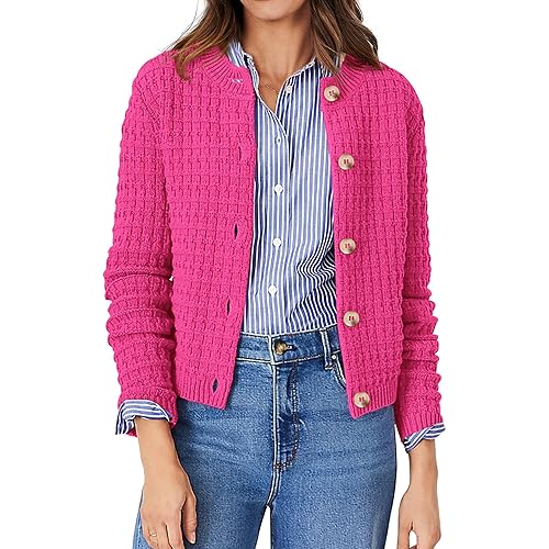 PRETTYGARDEN Women's Knit Cardigan Sweaters Casual Long Sleeve Open Front Button Down Trendy Jackets Outerwear