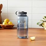 Nalgene 32 oz Wide Mouth Water Bottle BPA-Free, Durable & Leak Proof, Lightweight Bottle for Hiking & Gym, Work & Travel, Gray w/ Black Lid