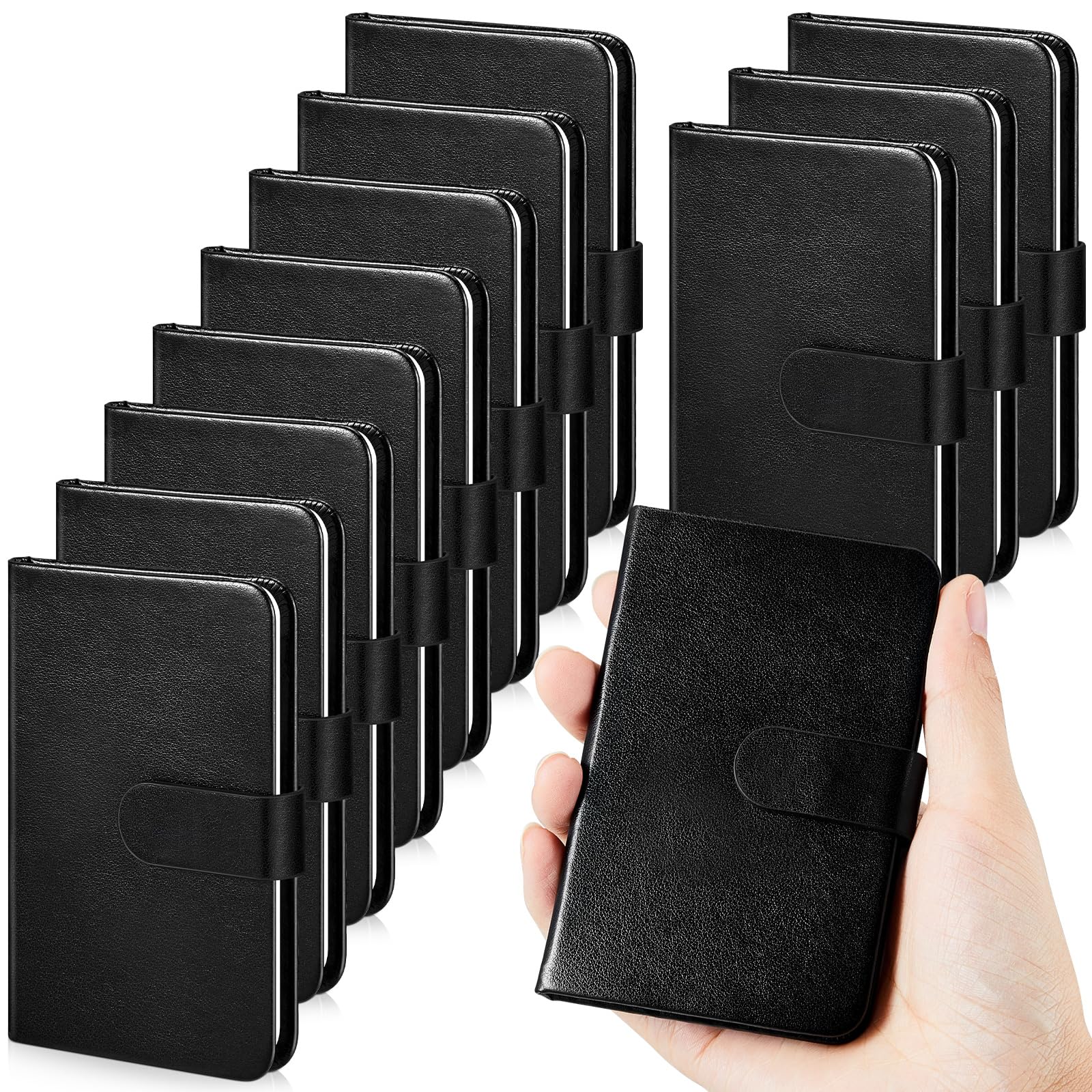Cuaderno de bolsillo de cuero Qeeenar mini bloc de notas de 12 piezas de 4 x 2.5 pulgadas