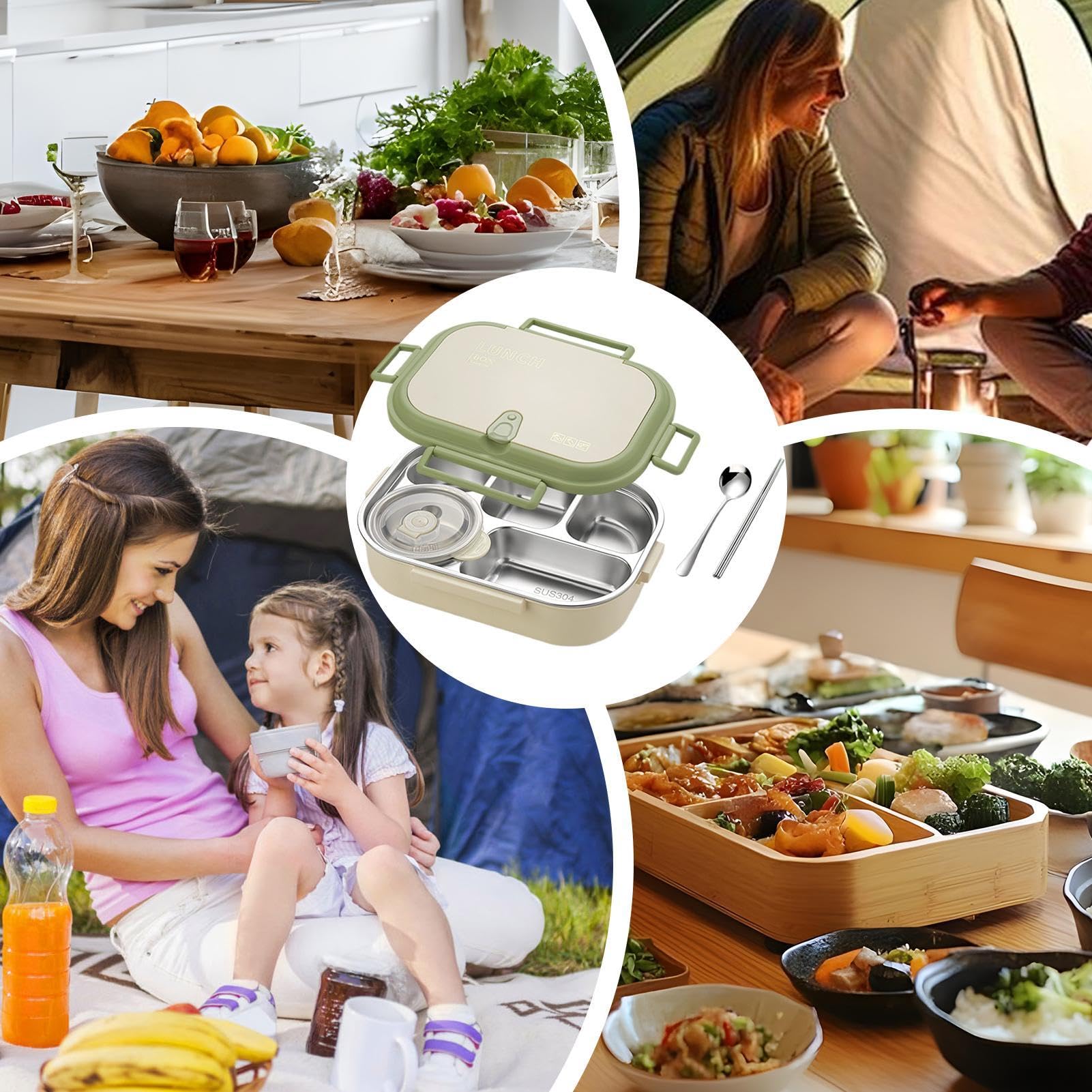 Lunchbox Dziecięcy Ze Stali Nierdzewnej Duża Pojemność Z Przegródkami