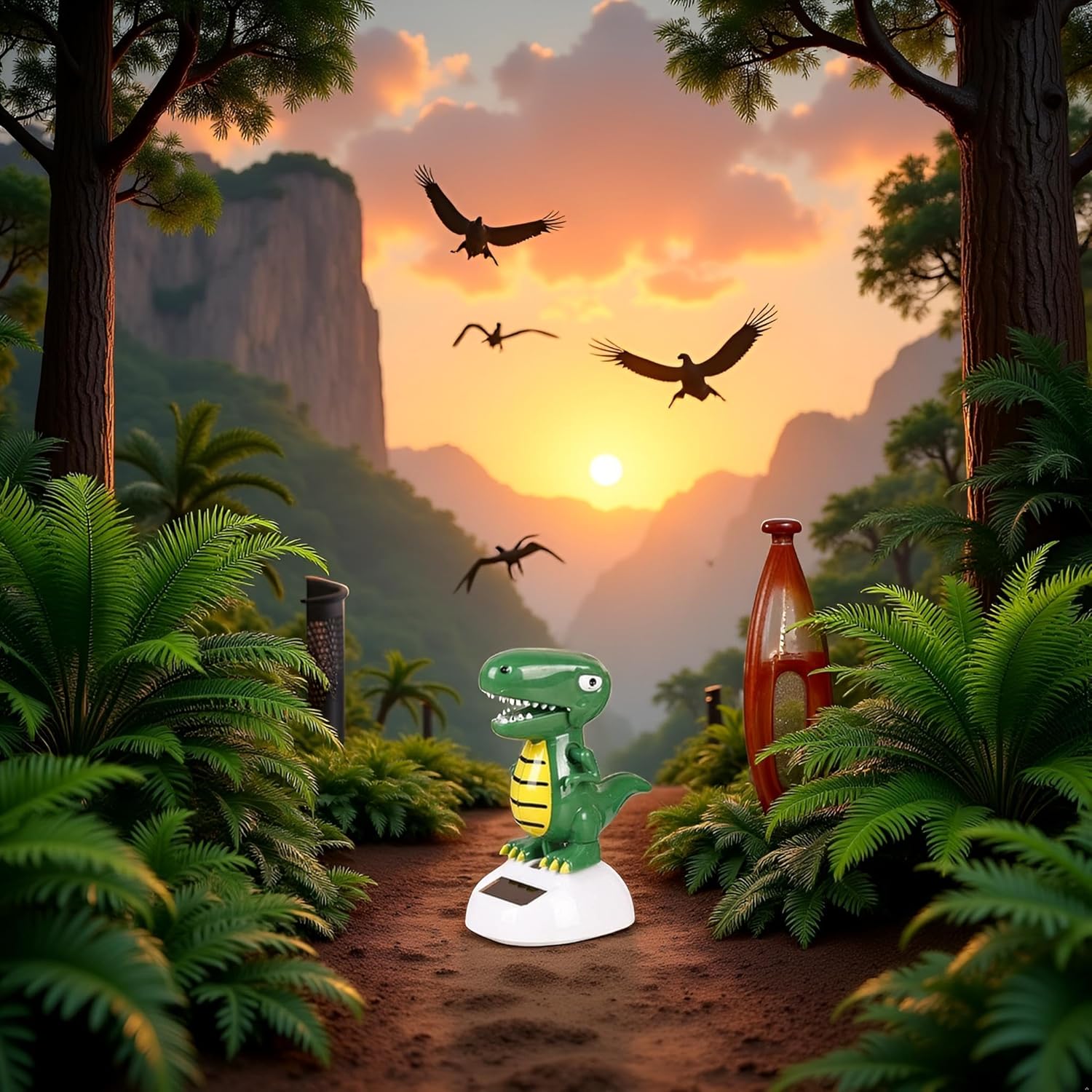 Green Solar Powered Dancing Dinosaur,Decoration Gift,Swinging Dancer Toy,No Battery Required,Desk and Dashboard Decor Home Decor Birthday Gifts Solar Power Kits Learning and Education