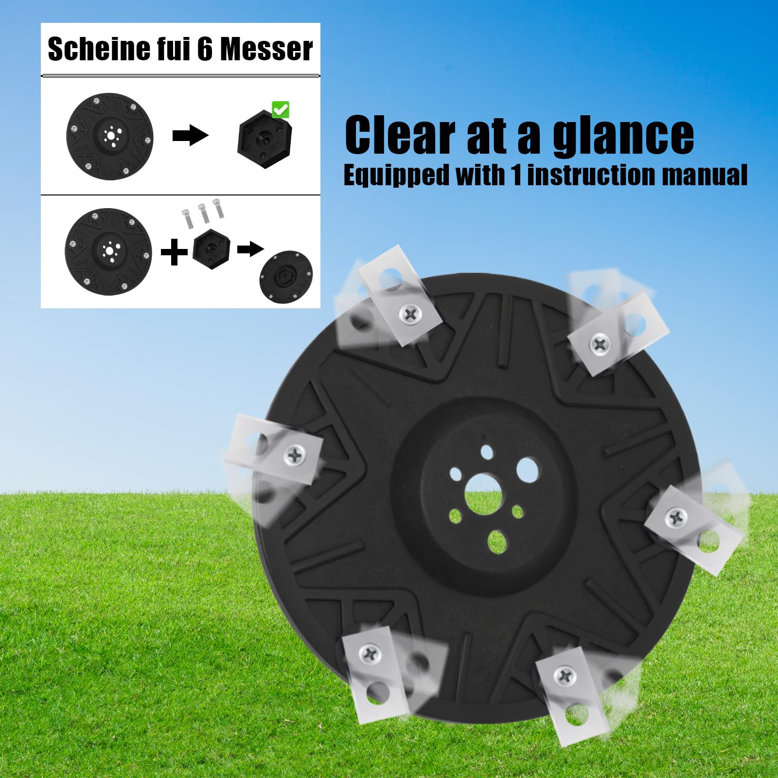 Disque à Lames Tuning pour 6 x Lames, Renforcé de Fibres Verre, Premium Plateau pour Tondeuse, Coupe Plus Efficace, Compatible avec M500, M700, WR167E, WR141E, Vision M600