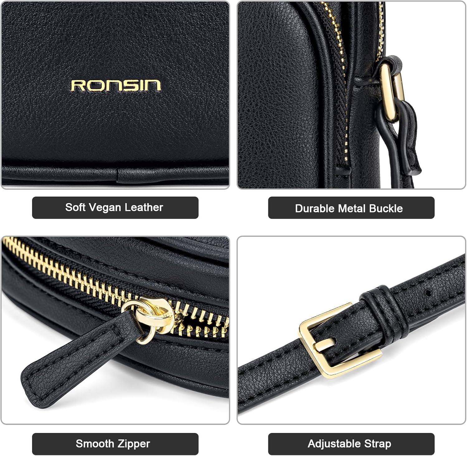 RONSIN Small Crossbody Bags for Women Cell Phone Purse PU Leather Cross Body Purse Handbags with Adjustable Strap - Image 5