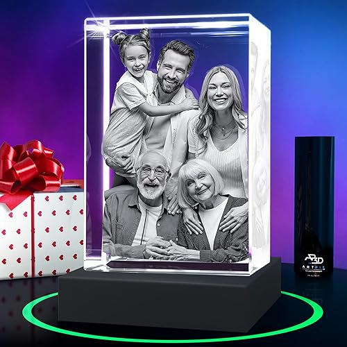 Miniatura 29 de ArtPix - Foto 3D de cristal de alta calidad, regalos para papá, mujeres, esposa, ella, abuelo, gran regalo personalizado con tu propia foto, grabado