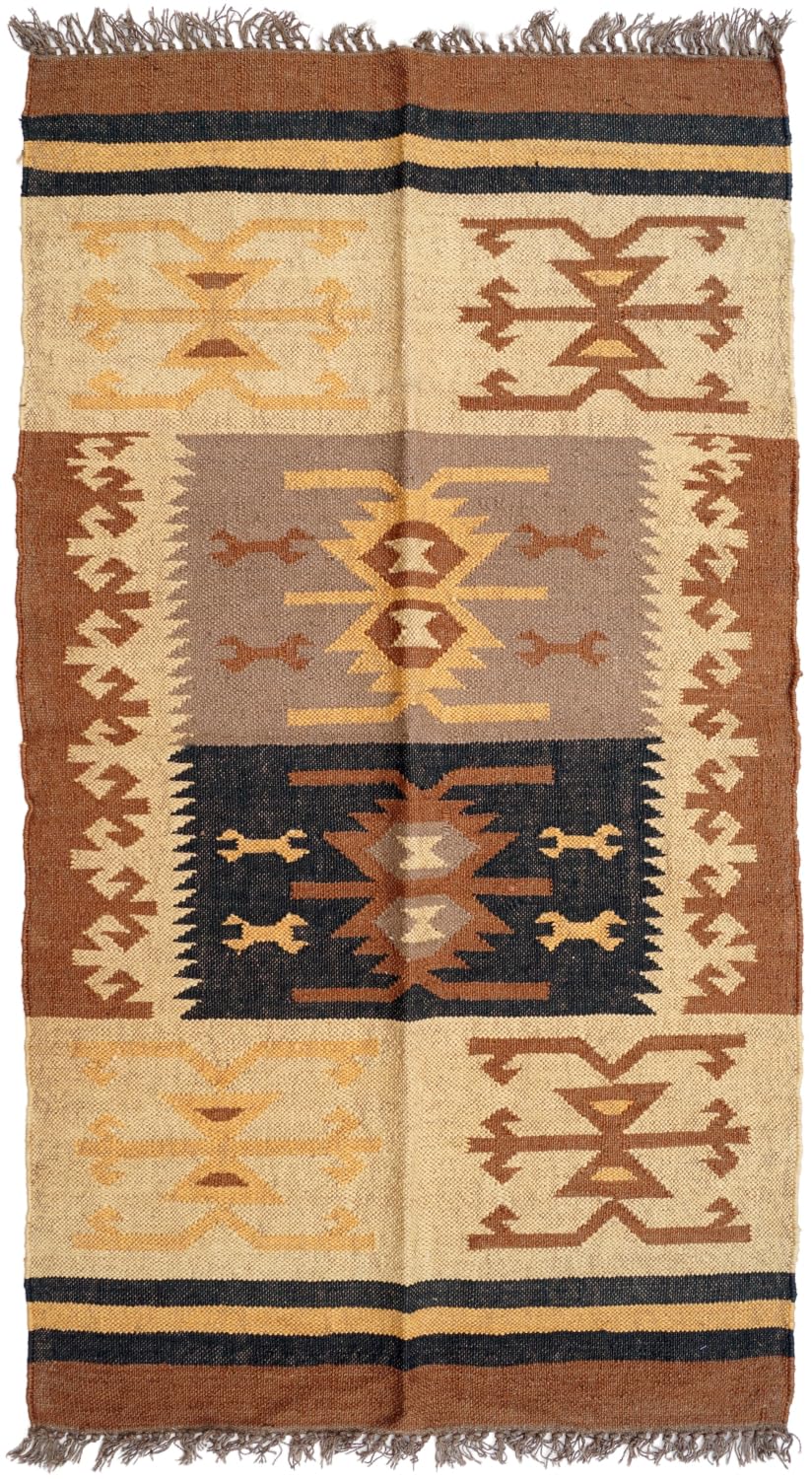 Guru-Shop Tapis Oriental à Gros Tissage Kilim 160x90 cm - Motif 9, Marron, Dulin, Moquettes et Tapis de sol