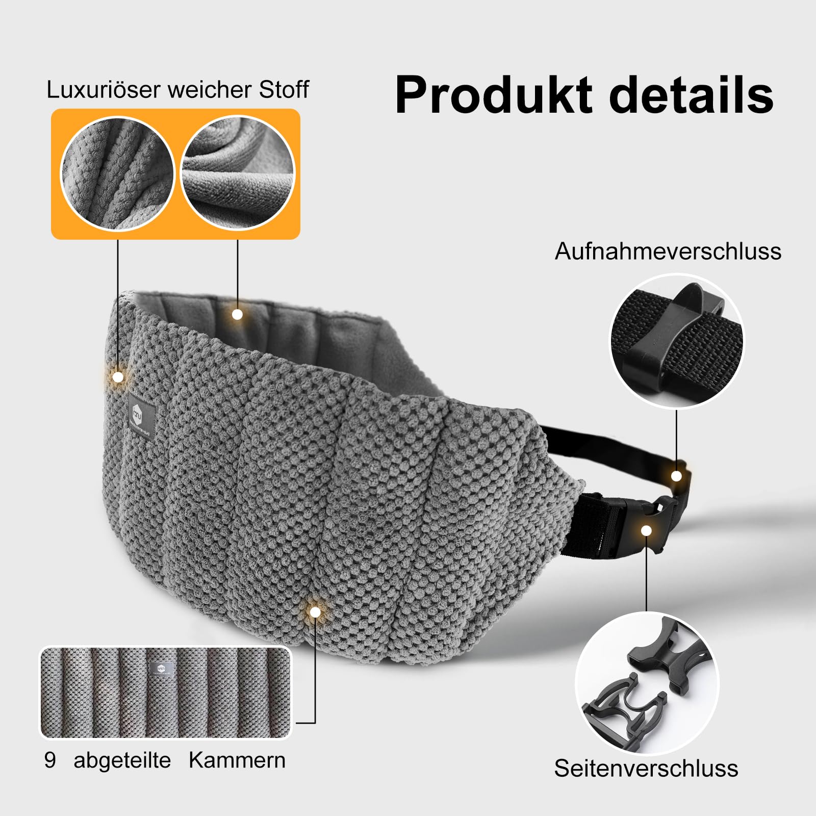 uncn Kirschkernkissen Rücken 78x19 cm - 1KG, Mikrowelle Heizkissen mit 86 cm Verlängerbarem Gurt – Flexibel Für Jede Körperpartie, Groß Körnerkissen mit Duft