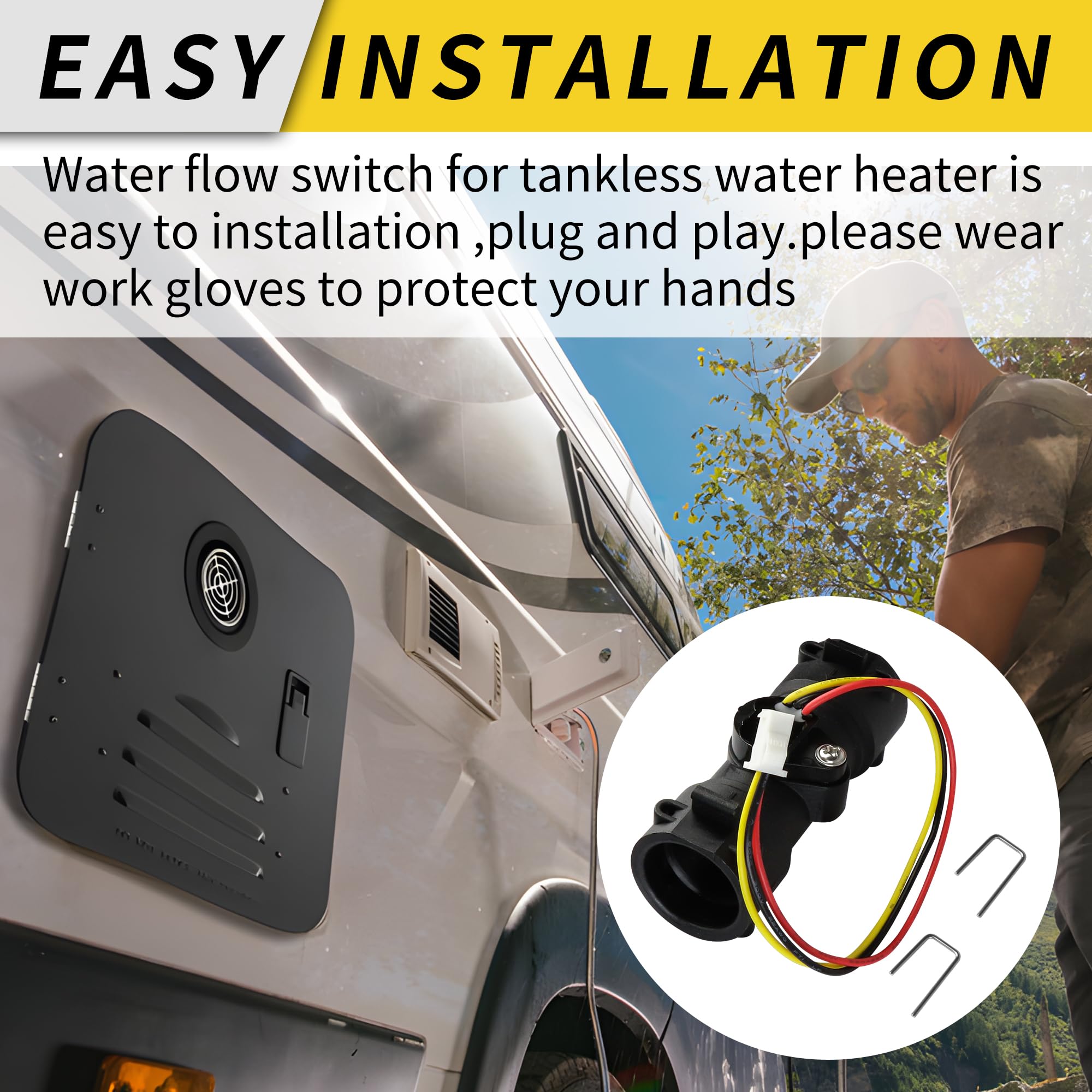Repuesto para calentador de agua con sensor de flujo de agua RV y calentador de agua sin tanque de gas, compatible con Ranein, Camplux, Fogatti, Girard, esencial para piezas de caravanas