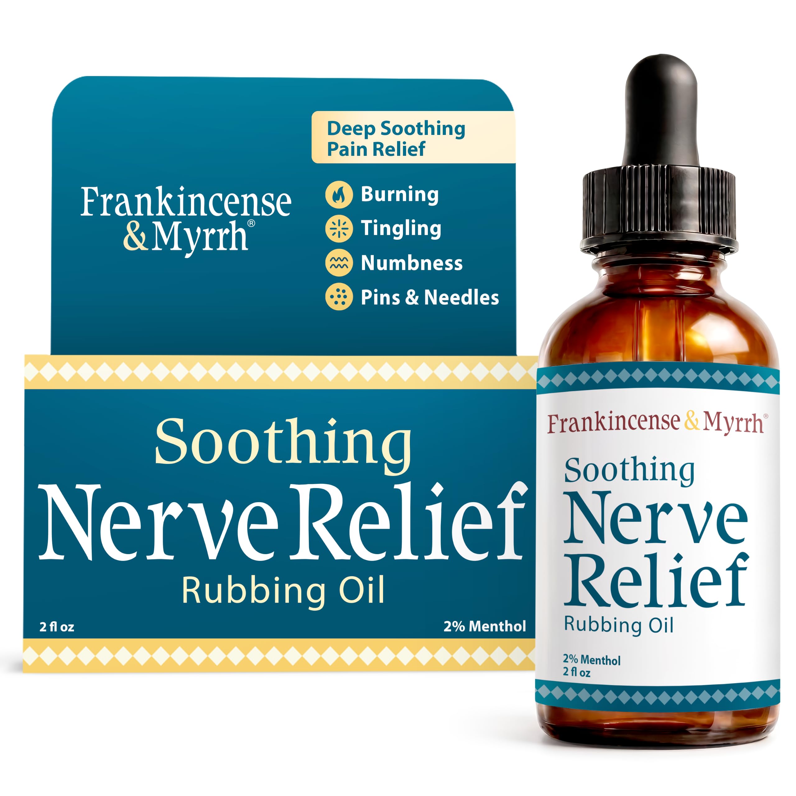 Frankincense & Myrrh Nerve Pain Relief Rubbing Oil,Diabetic Neuropathy, 2oz