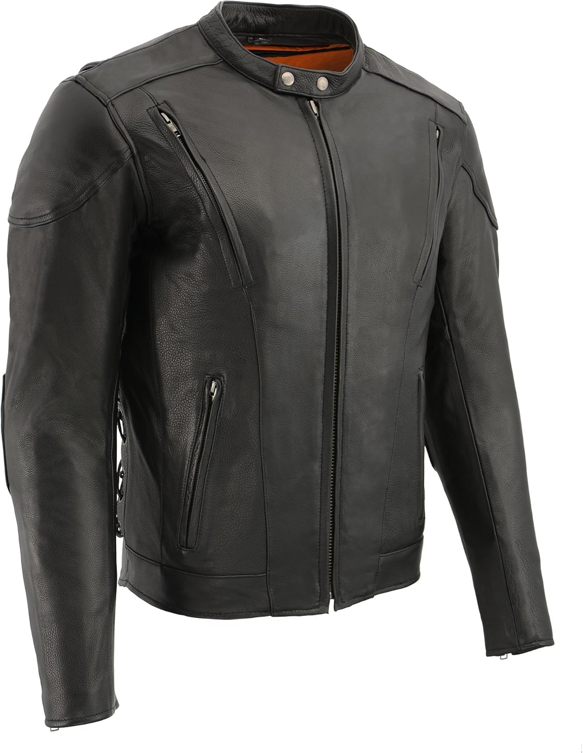 Men's Side Lace Vented Scooter Jacket (Black, 12X-Large)