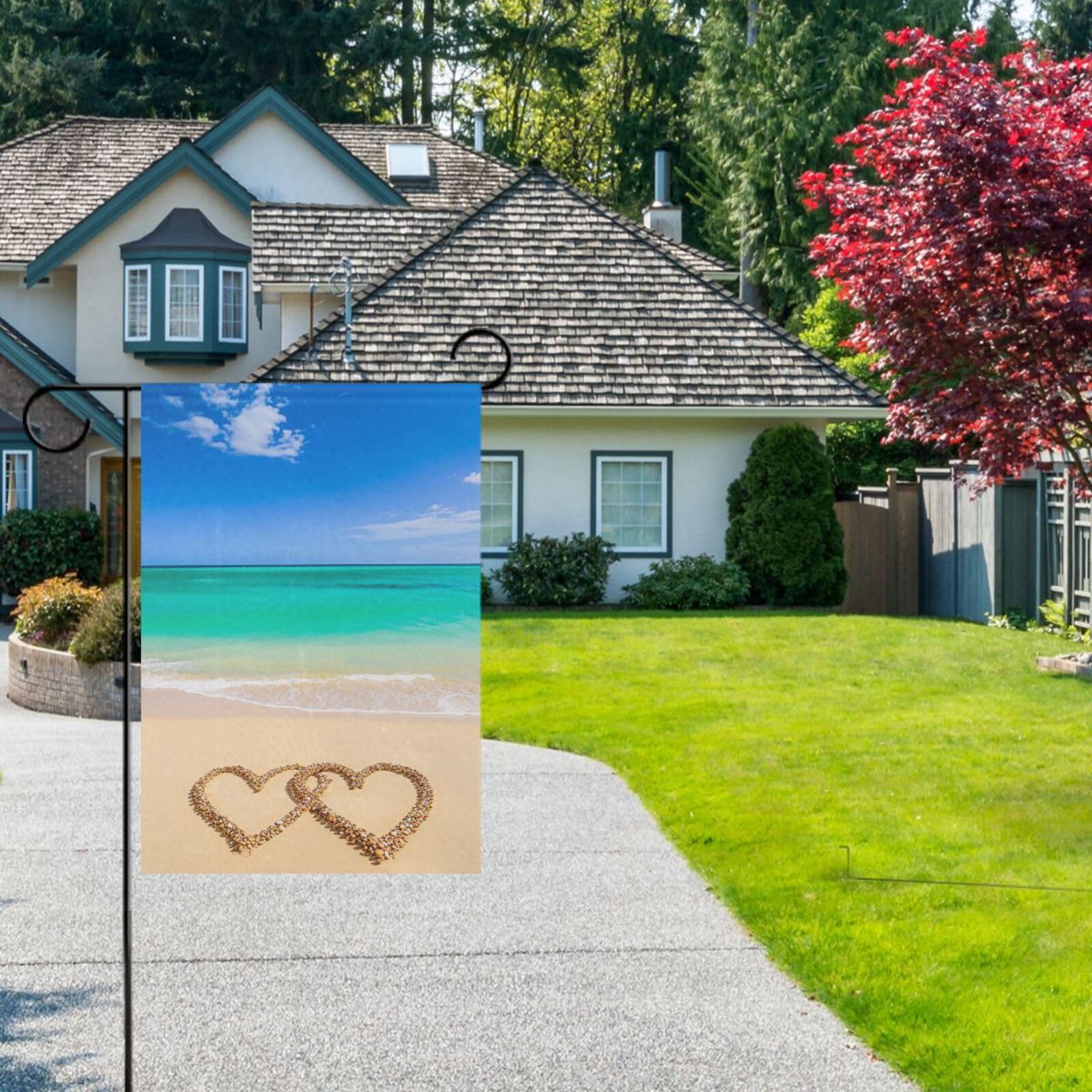 Bandiera Da Giardino Cuore Rosso Valentine - 30,5x45,7 Cm, Doppia Faccia, Poliestere Resistente, Per Esterni - copertina