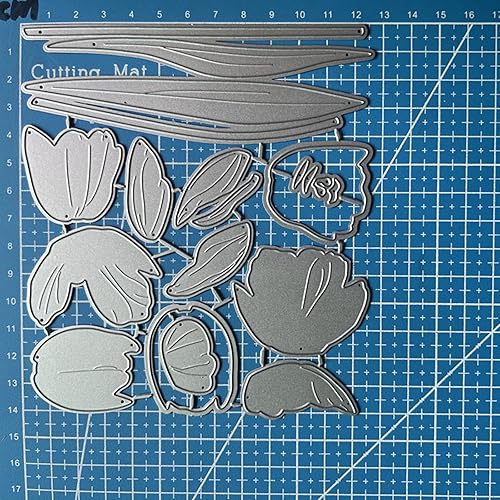 Miniatura 9 de Juego de tulipanes de flores de metal troqueles de corte de flores hojas de flores plantas plantillas de corte de boda manualidades tarjetas cortes