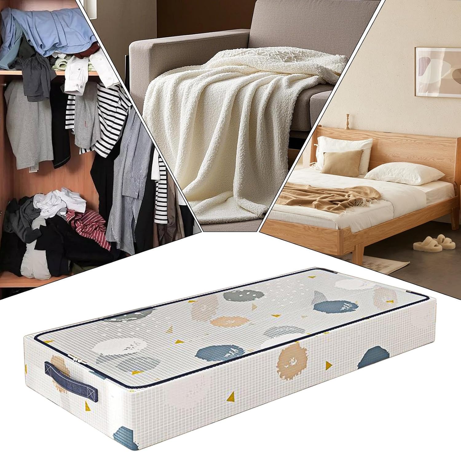 Under Bed Bin, Under Bed Storage Containers, Clear Stackable Organizers With Rolling Wheels, For Comforter Laundry Cabinet Packing Dorm College Home Moving