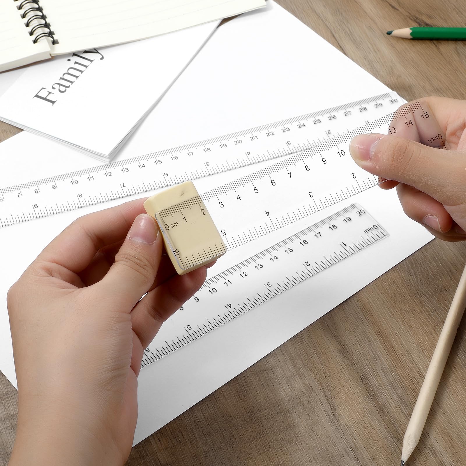 3 Pack 6 Inch 8 Inch 12 Inch Ruler Clear 3 Size Small Ruler Plastic Straight Rulers with Centimeters and Inches, Shatterproof Measuring Tools for School, Office and Home - Image 5