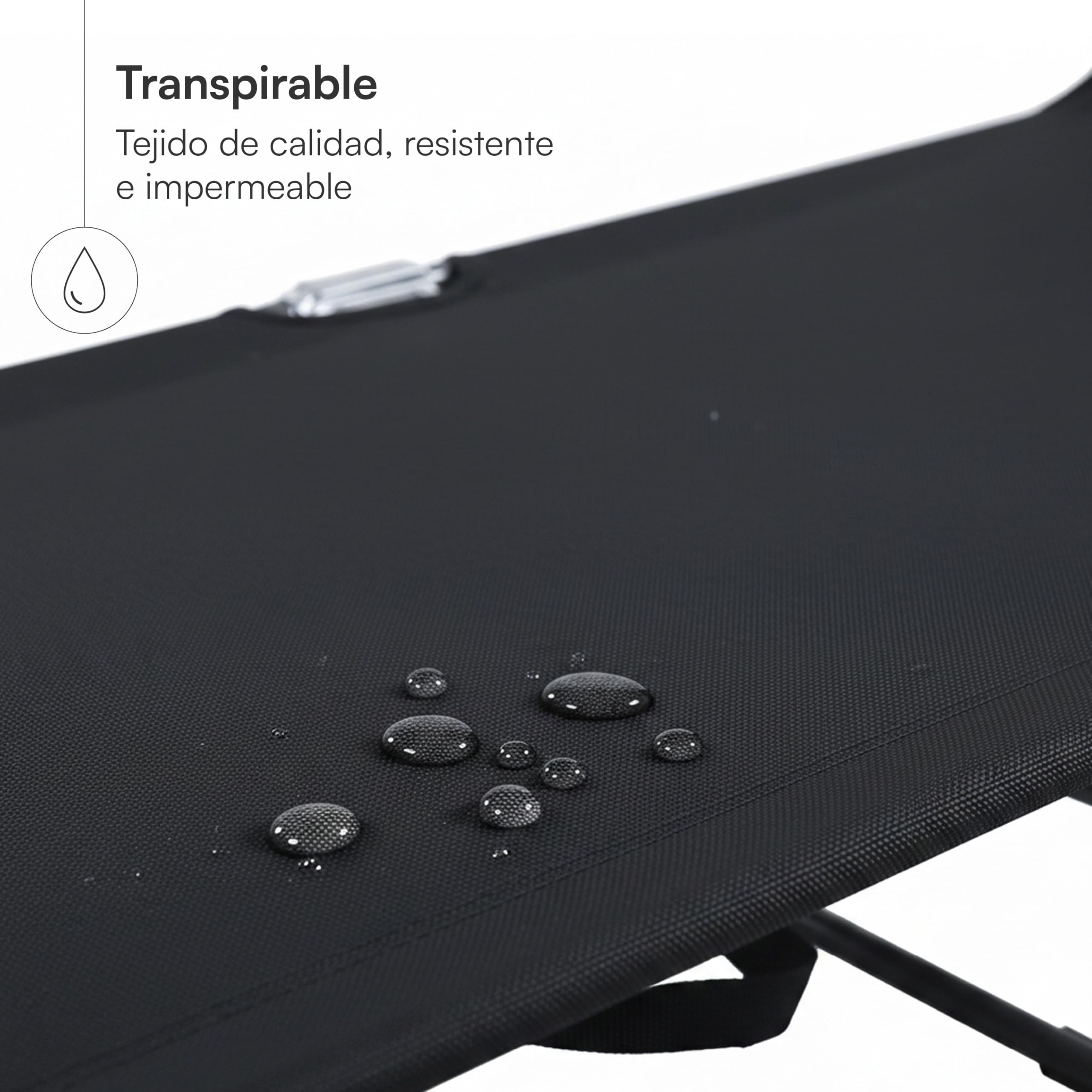 Baroni Home Tumbona Plegable Reclinable con Sombrilla Ajustable 360° y Cojín Removible, Lettino Tomasol de Metal con Tela Hidrorrepelente, Capacidad 110 Kg, 186x55x24 cm Negro