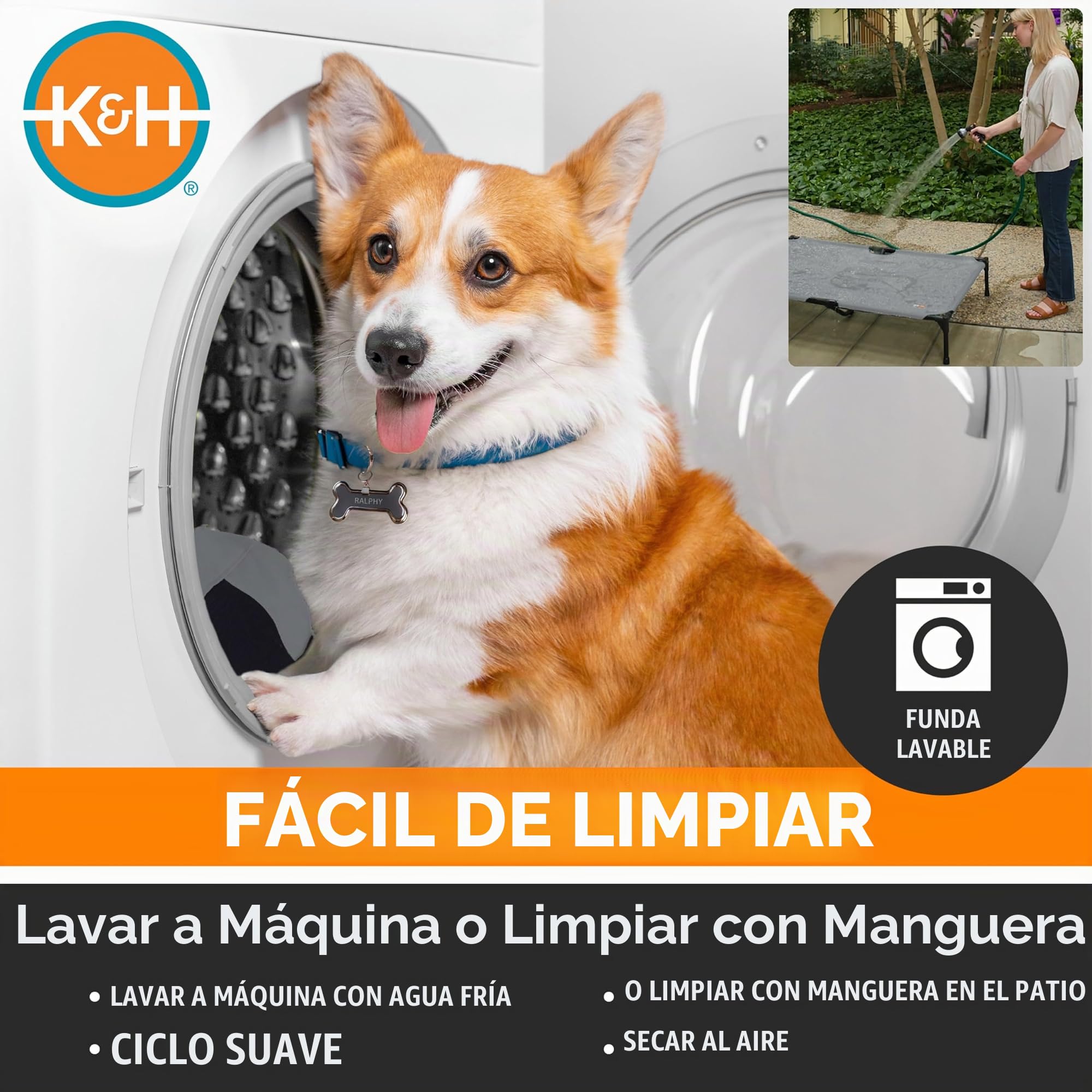 K&H Pet Products Cama Elevada para Perros al Aire Libre - Enfriamiento con Malla Transpirable Lavable para Perros Medianos, Portátil de Plataforma para Mascotas