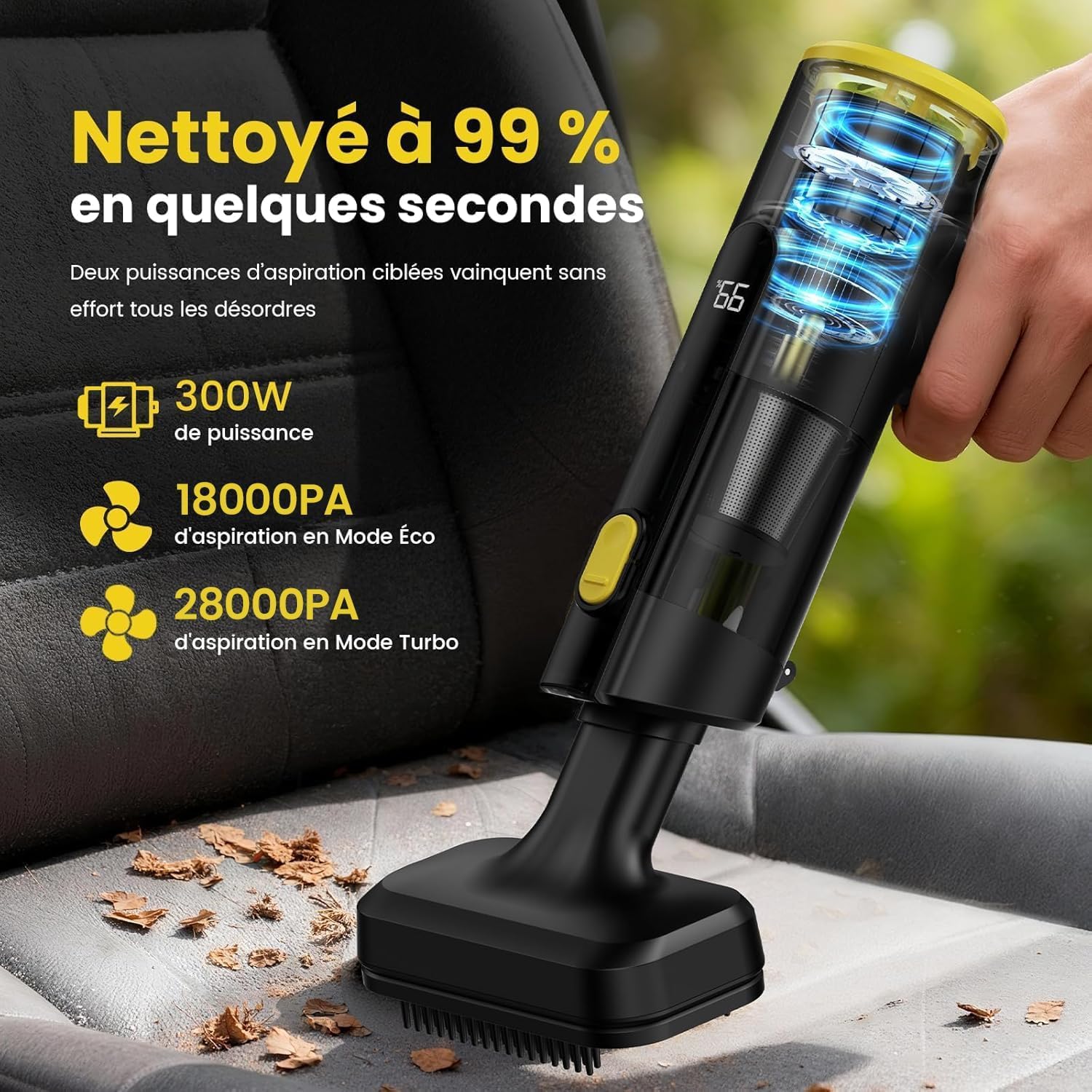 V5 Aspirateur à Main 7-en-1, 28000PA 60Min LED