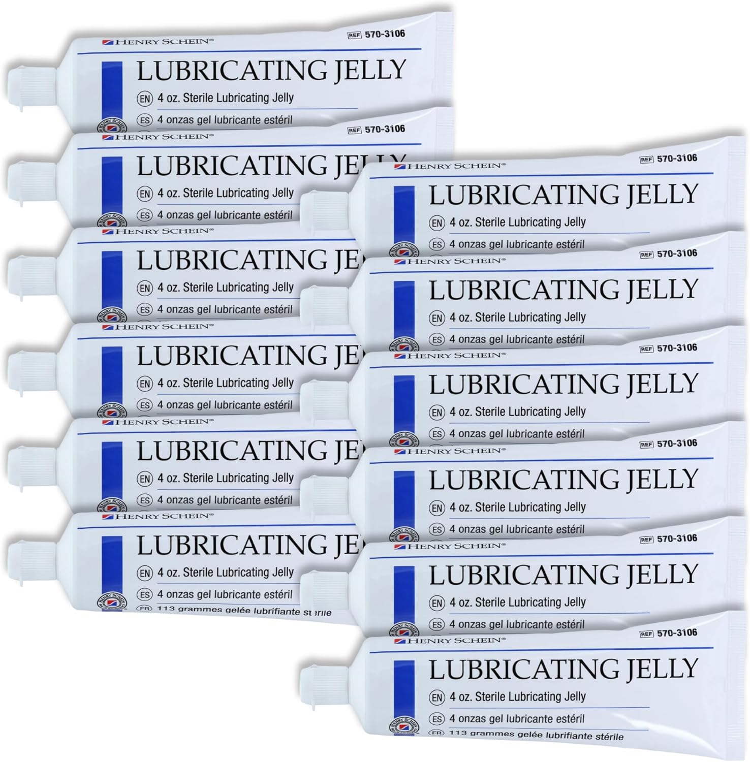 Henry Schein Sterile Lubricating Jelly – 4 oz Flip-Top Tube, Convenient and Hygienic for Medical and Clinical Use, Easy-to-Dispense, Box of 12 Tubes for Long-Lasting Supply