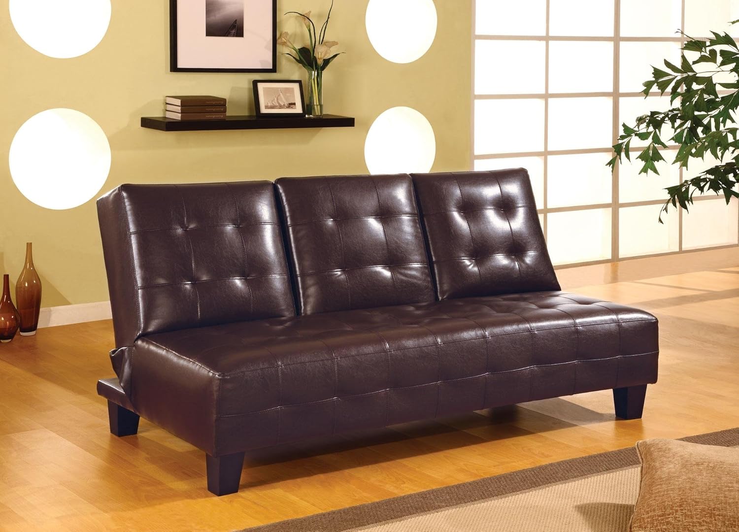 Coaster Furniture Armless Convertible Sofa Bed in Dark Brown CO300153