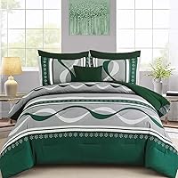 Vista 20 de Juego de ropa de cama con edredón, tamaño Queen, de 8 piezas, marrón, bohemio, diseño de rayas y retazos, de microfibra suave, para todas