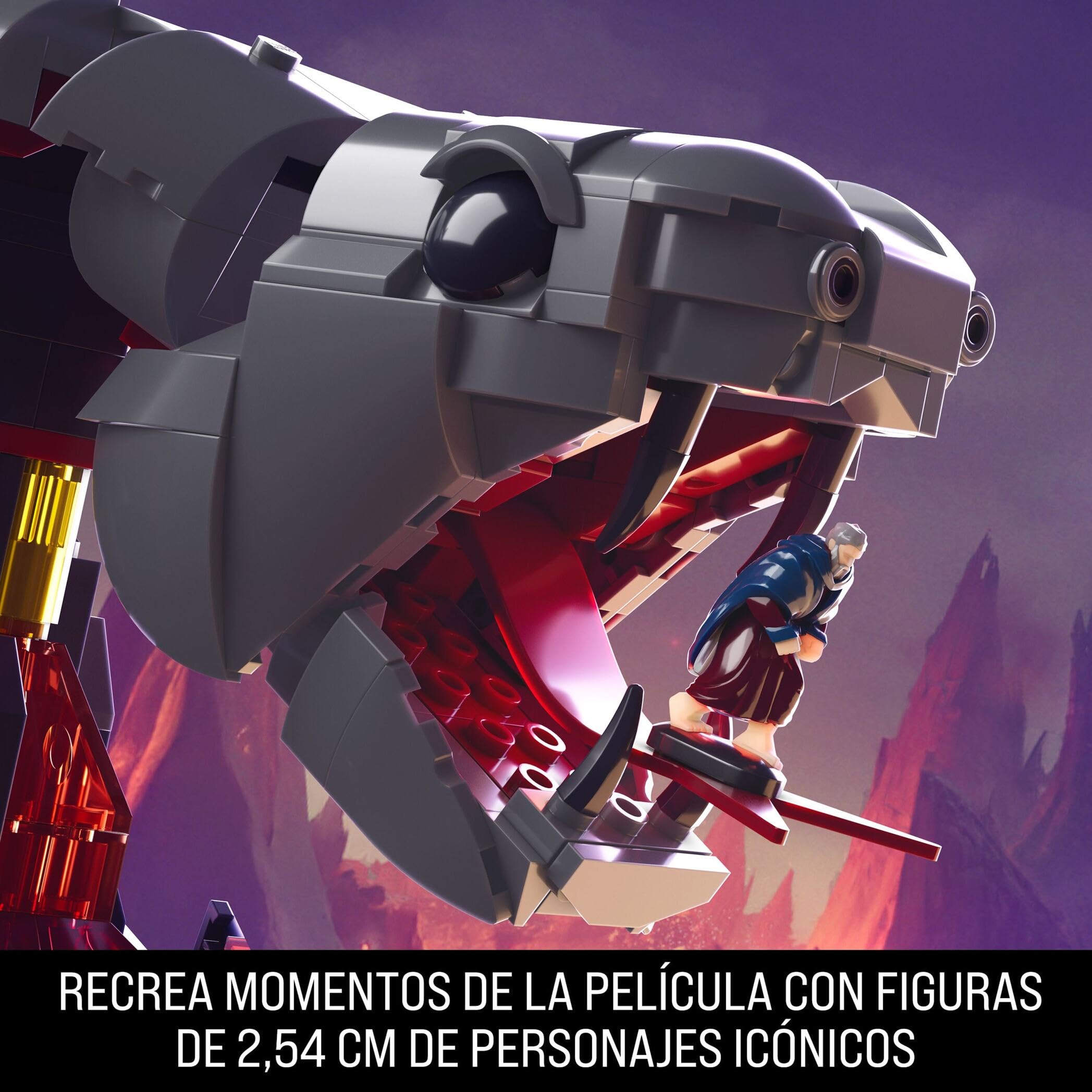 Mattel Brick Shop Masters del Universo Choque en Snake Mountain | Juego de construcción, 636 piezas y 12 figuras, Skeletor y He-Man, regalo para coleccionistas adultos y mayores de 13 años