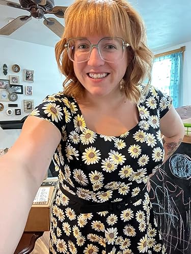 Miniatura 4 de PUKAVT - Vestido de cóctel para mujer, diseño con manga casquillo, vestido de fiesta de estilo retro acampanado de los años 1950, con bolsillos