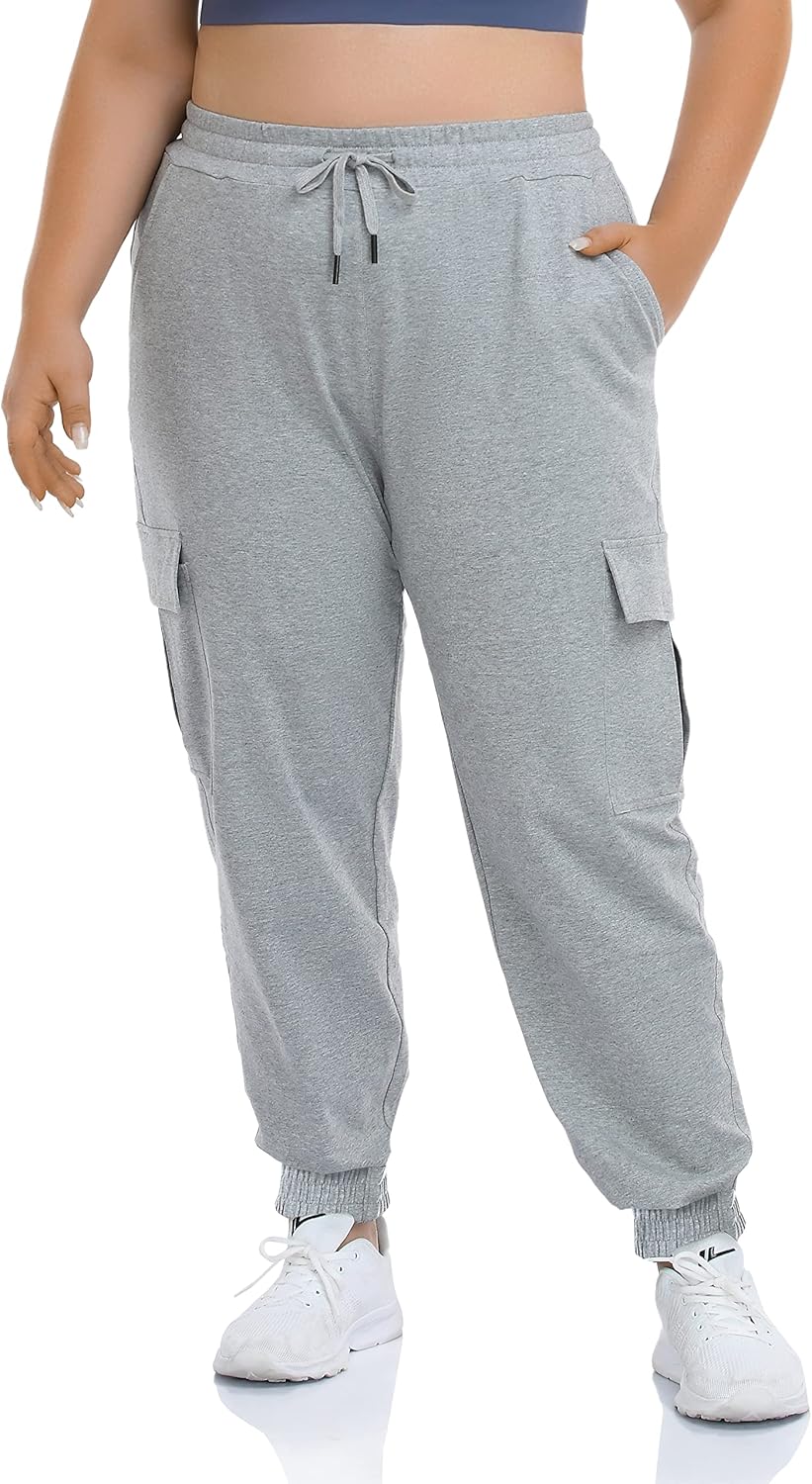 ZERDOCEAN Women's Plus Size Cargo Sweatpants Active Workout Casual Sweat Pants Joggers Pants Pockets Drawstring - Image 2