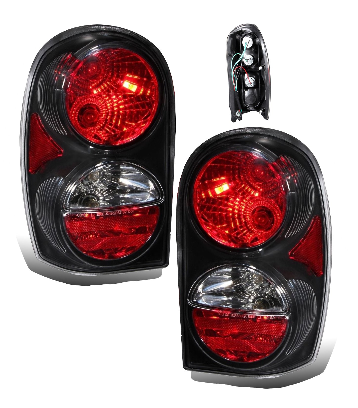 SPPC Black Euro Tail Lights Assembly Set for Jeep Liberty - (Pair) Includes Driver Left and Passenger Right Side Replacement