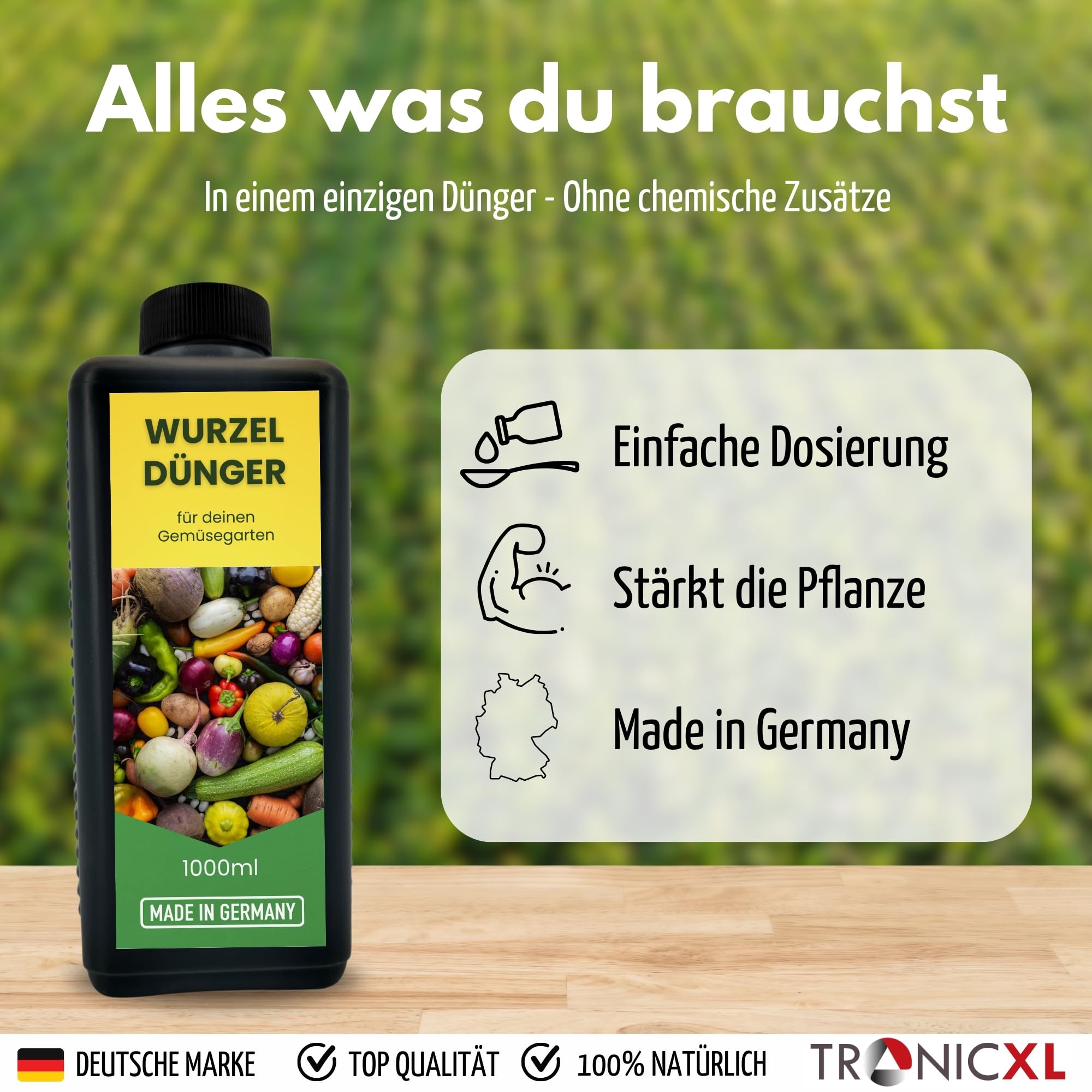 TronicXL 5L Wurzel Dnger Konzentrat fr Kartoffeln Mhren Lauch Gurken  Tomaten Gemse Universal Flssigdnger Karotten Salat 5000ml Gemsednger  Pflanzendnger Garten : Amazon.de: Garten