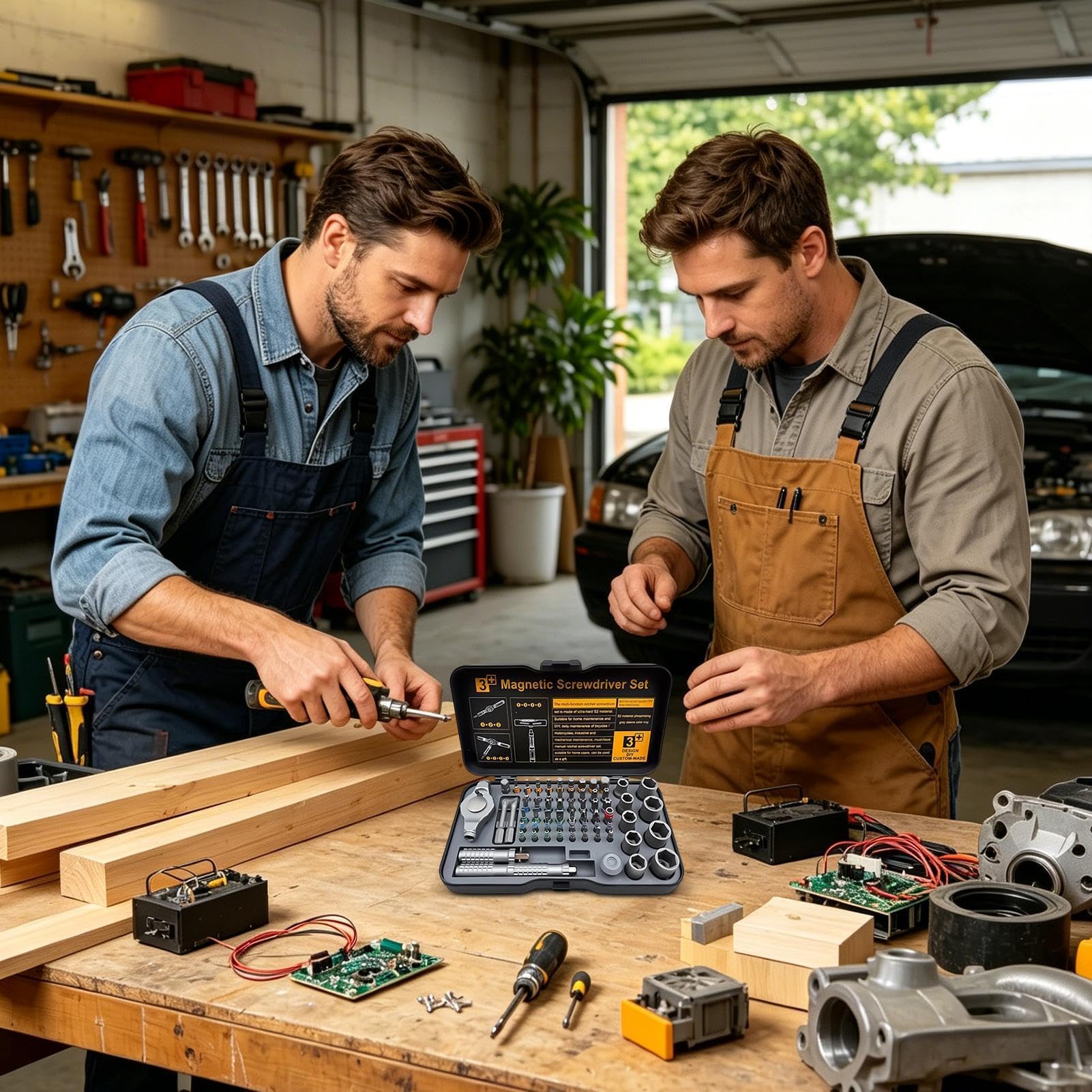 Set di Cacciaviti Magnetici a Cricchetto | 66 in 1 Kit con Impugnatura a T - Kit di Cacciaviti di Precisione | Per Casa Garage Officina Computer Orologio Auto Elettricista Uomo Padre