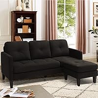 Vista 1 de LEISU Sofá modular convertible, sofá en forma de L, moderno juego de sofá con diván reversible para sala de estar pequeña y apartamento (negro mate)